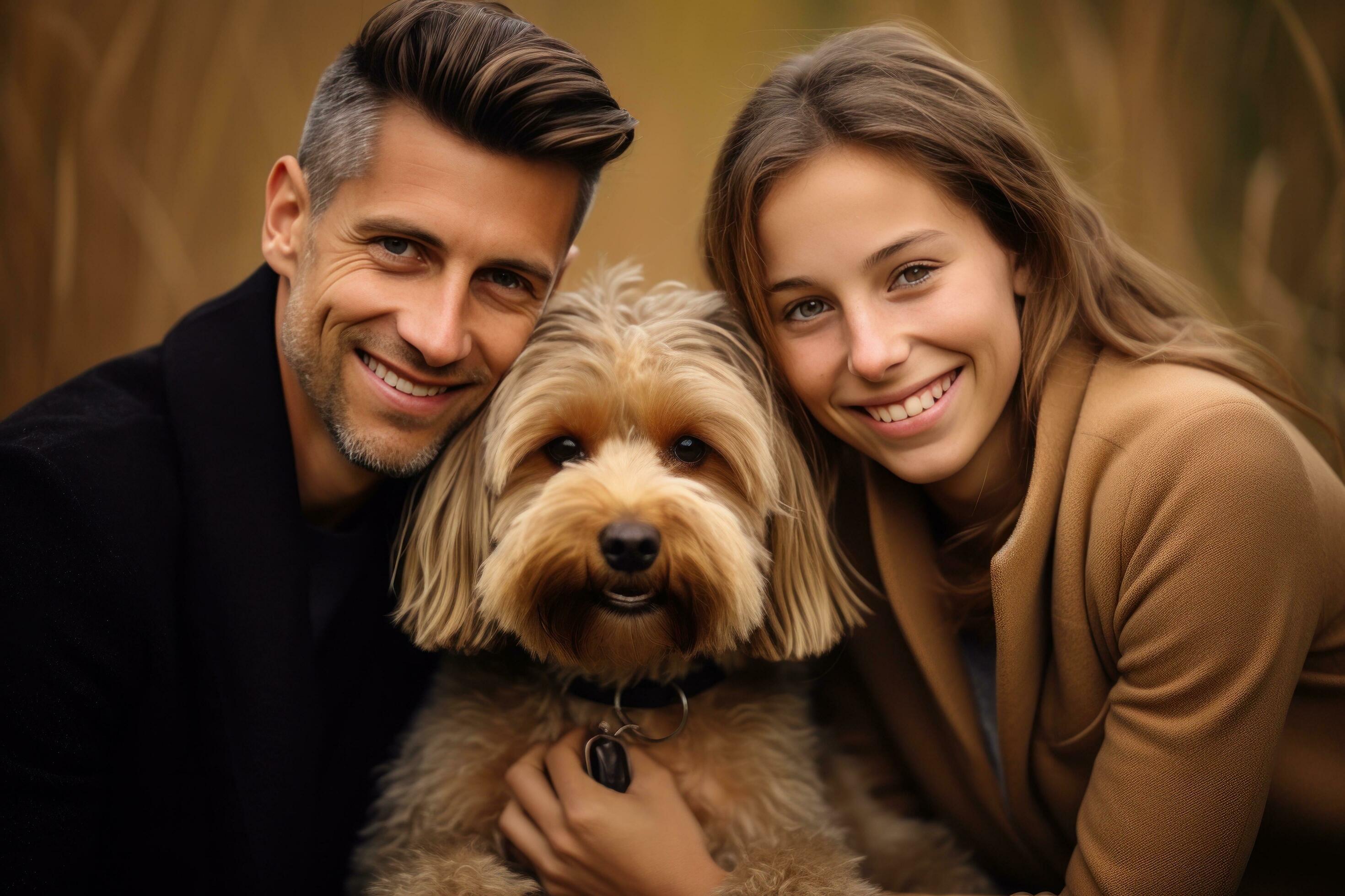 Happy family with dog Stock Free