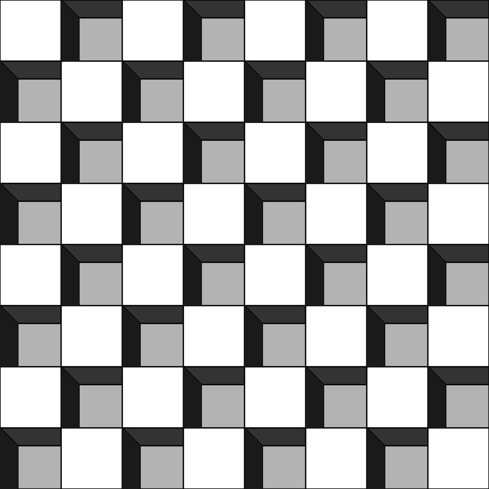 Simple black and white geometric cube pattern Free Vector