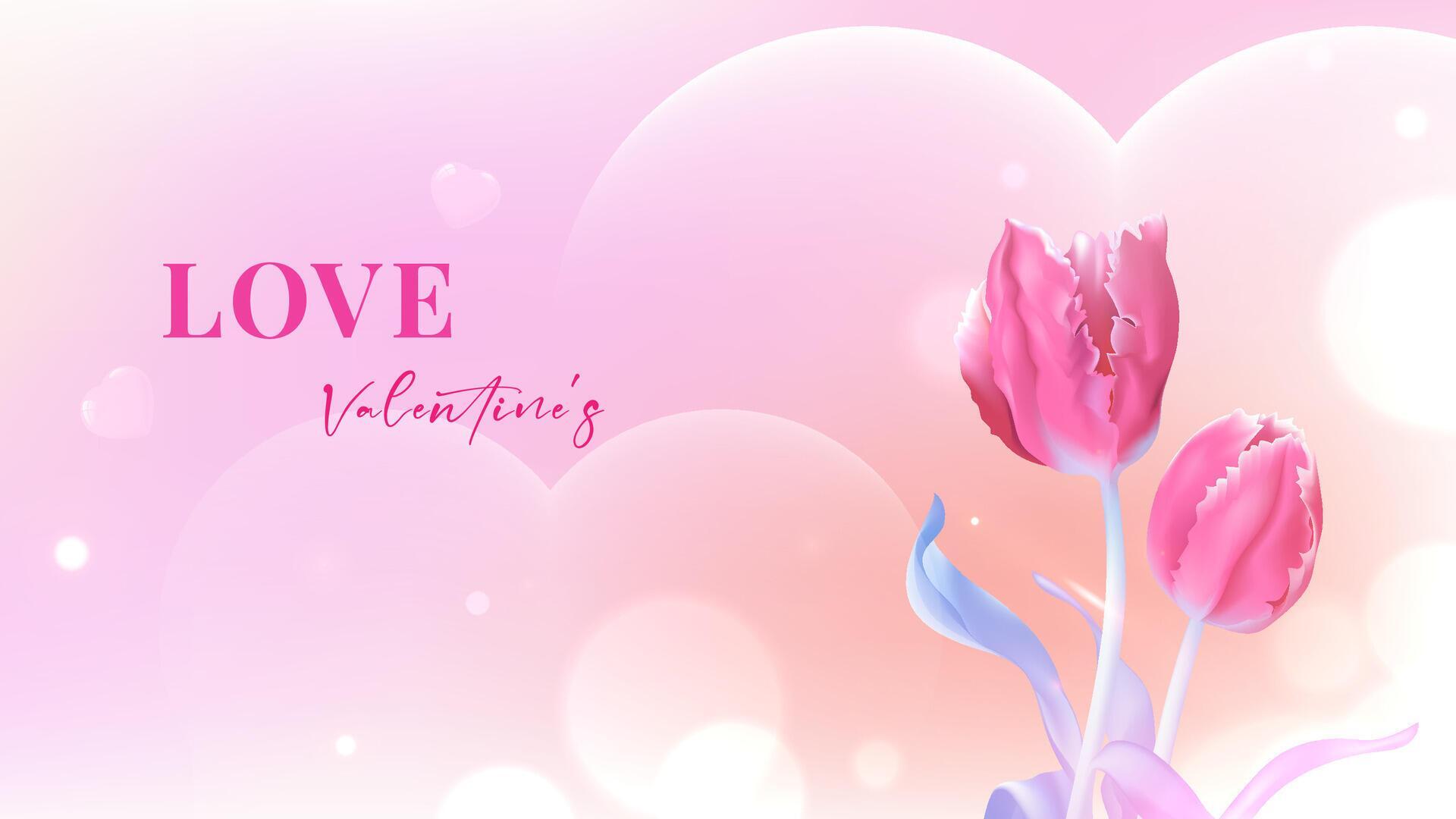 Valentine’s Day vector illustration design hearts with flowers Stock Free