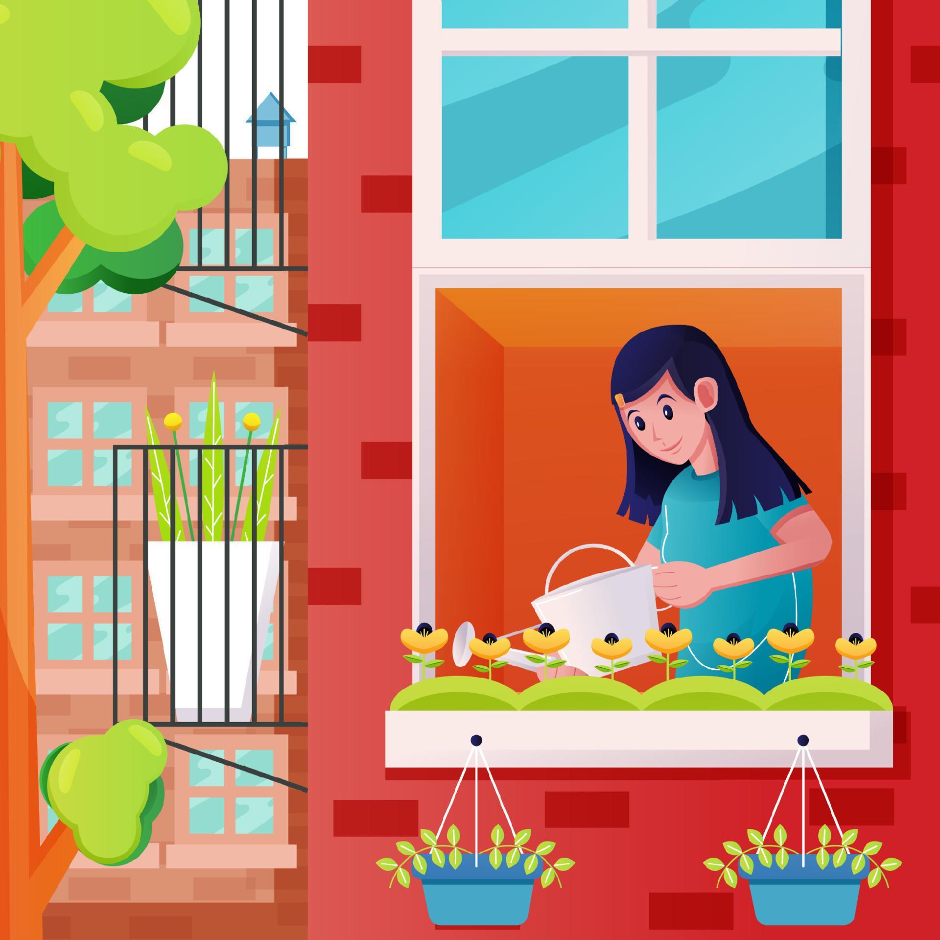 Apartment and flowers vector illustration Stock Free