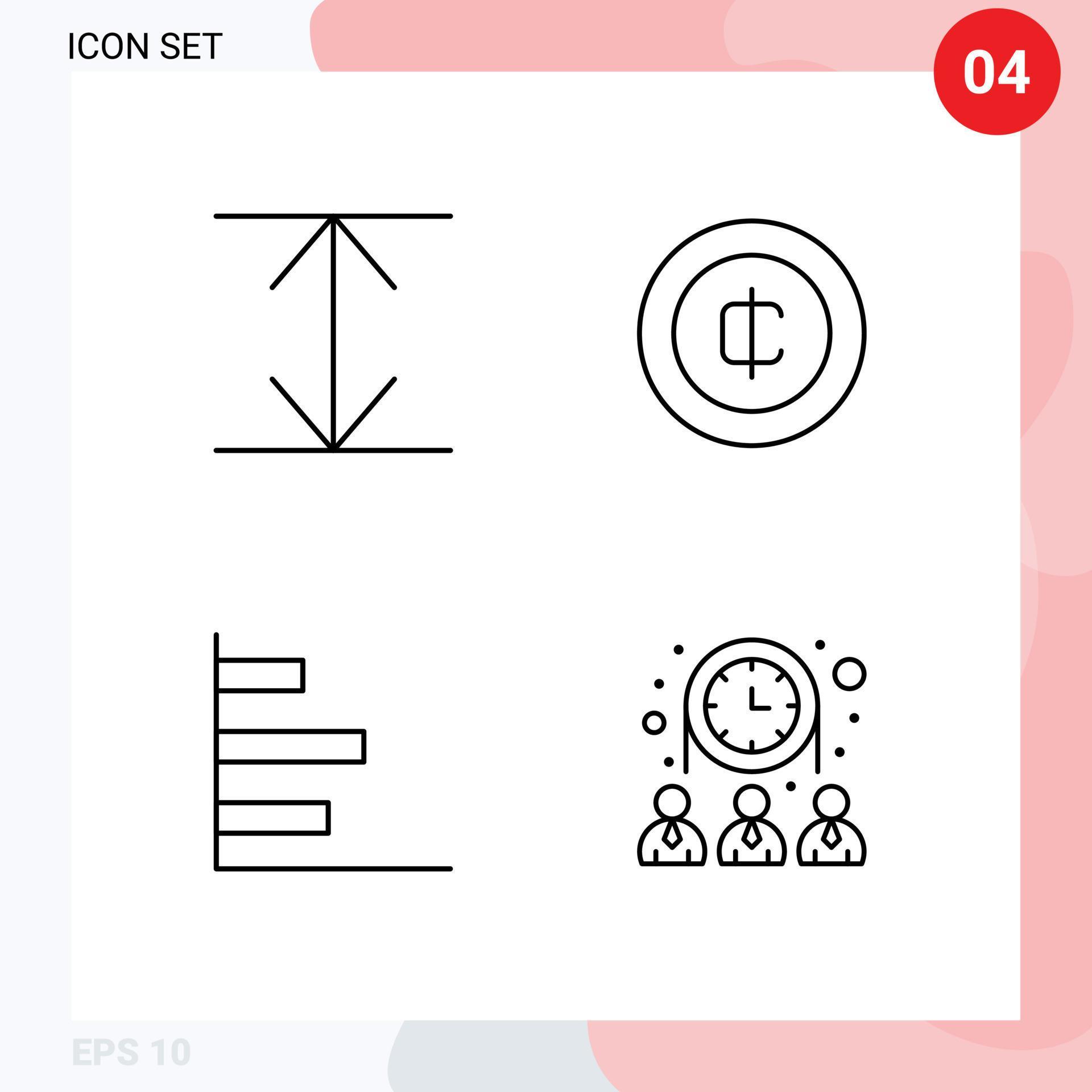 4 Universal Filledline Flat Colors Set for Web and Mobile Applications arrows performance coin finance people Editable Vector Design Elements Stock Free