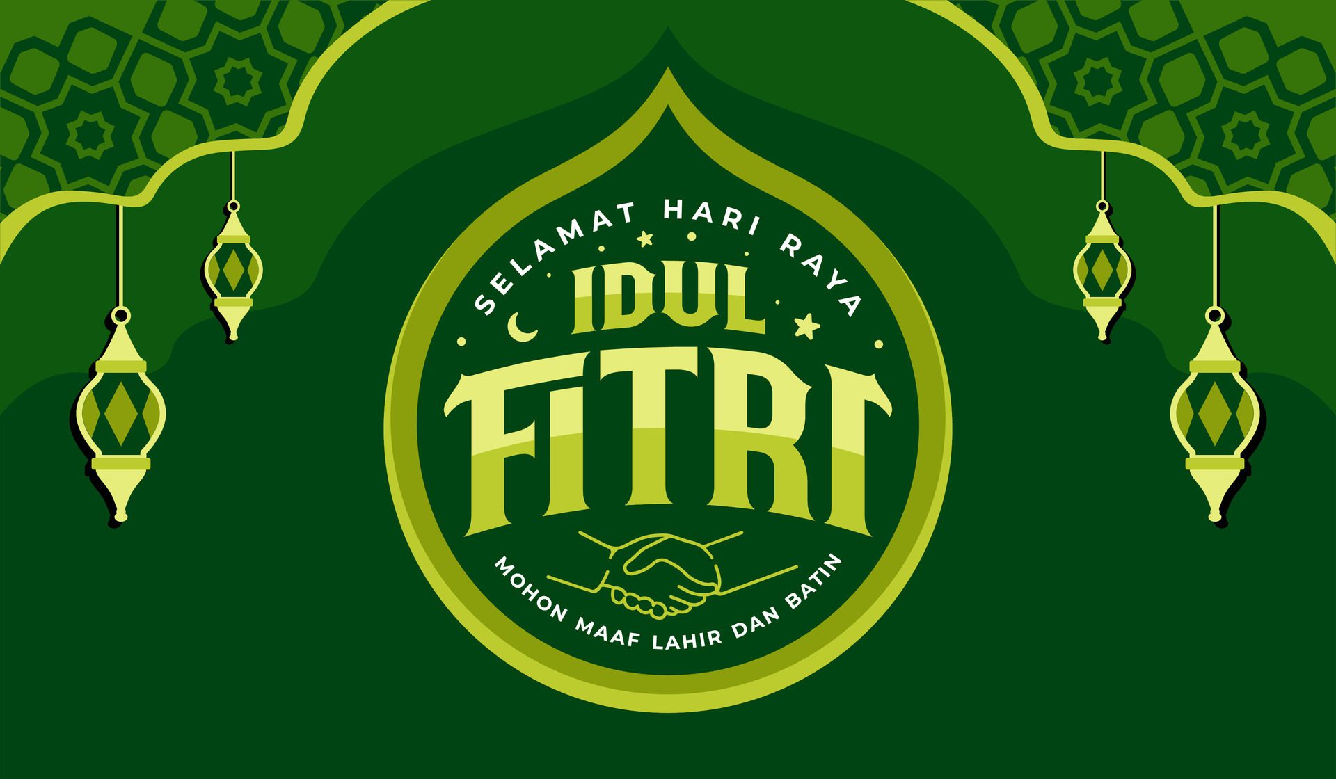 Vector illustration of Happy Idul Fitri greeting card banner poster template – Selamat Hari Raya Idul Fitri Free Vector