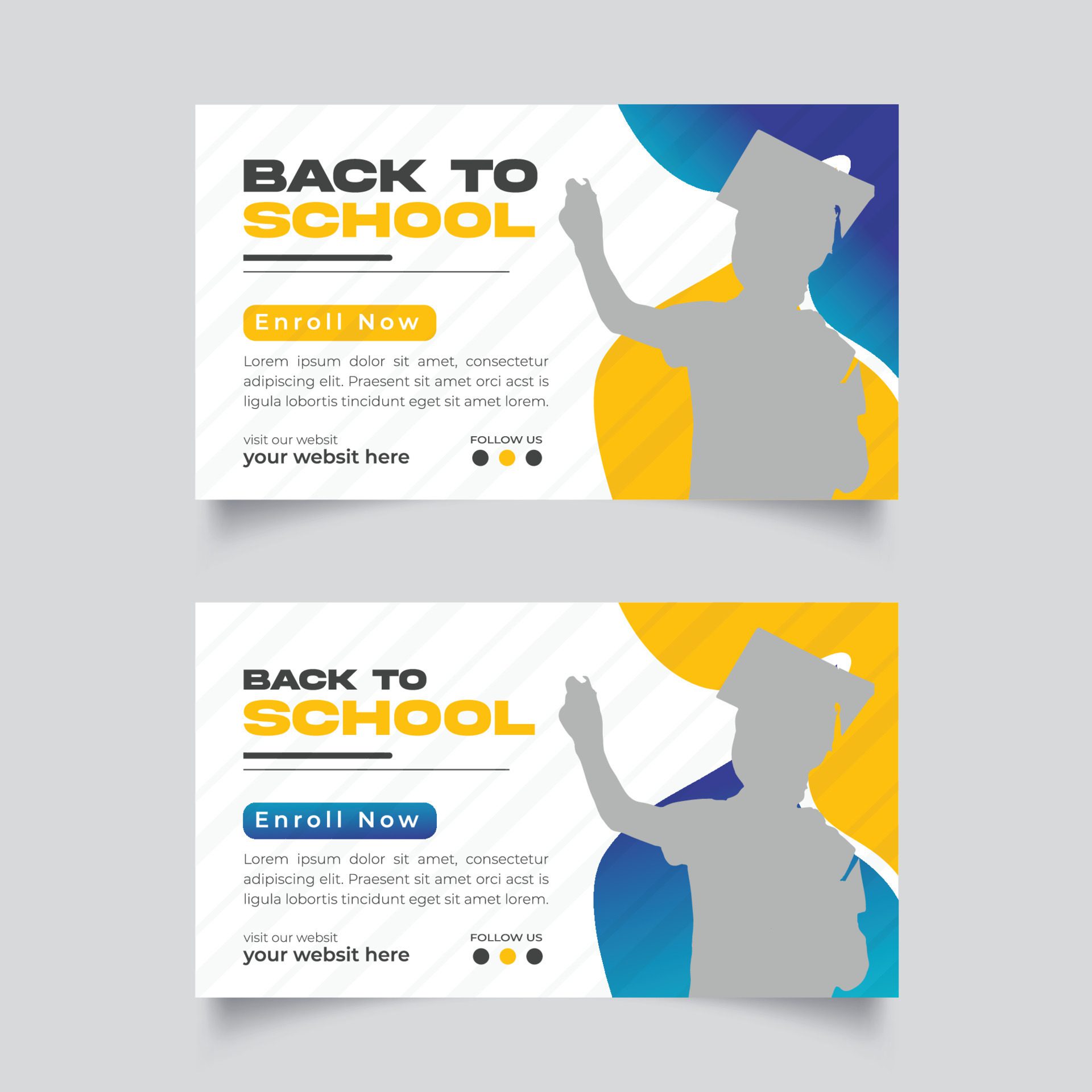 School Admission Web Banner Or Back To School Web Banner Design Free Vector