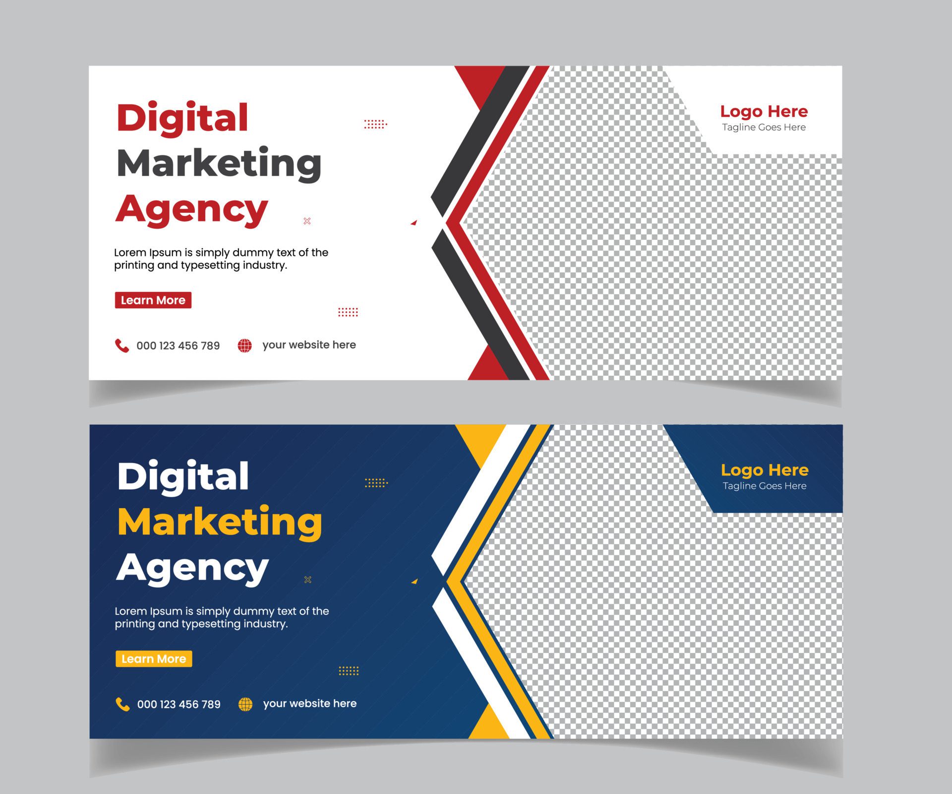 Digital marketing agency web banner and social media post banner template design Free Vector