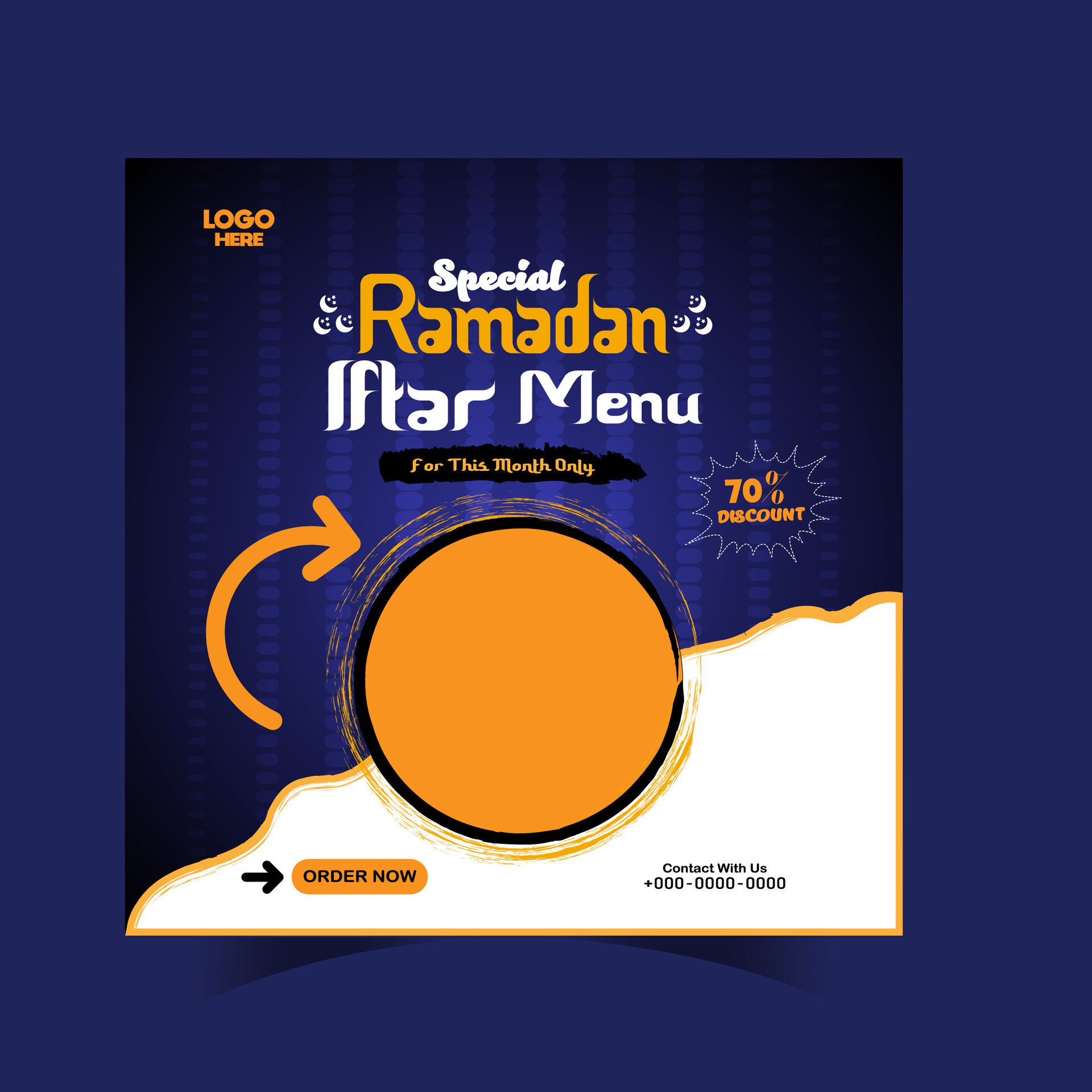 Ramadan iftar menu food post design and social media banner template Free Vector