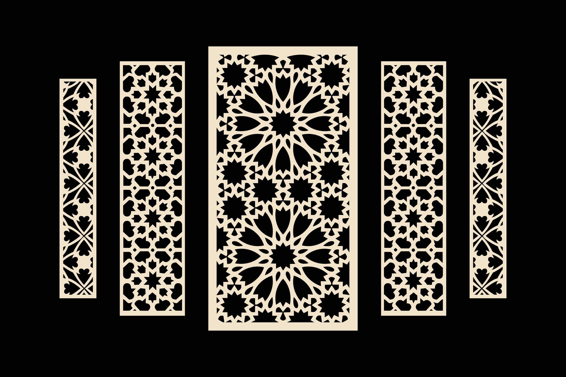 Laser and cnc cutting panels template. Decorative die cut pattern Free Vector