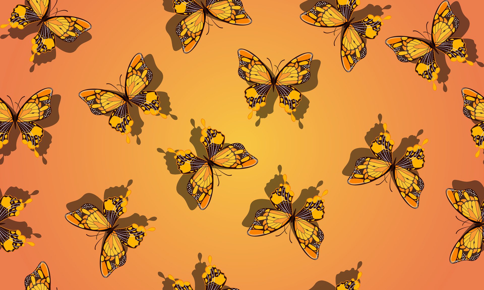 seamless pattern with butterflies. gold trendy wallpaper. Free Vector