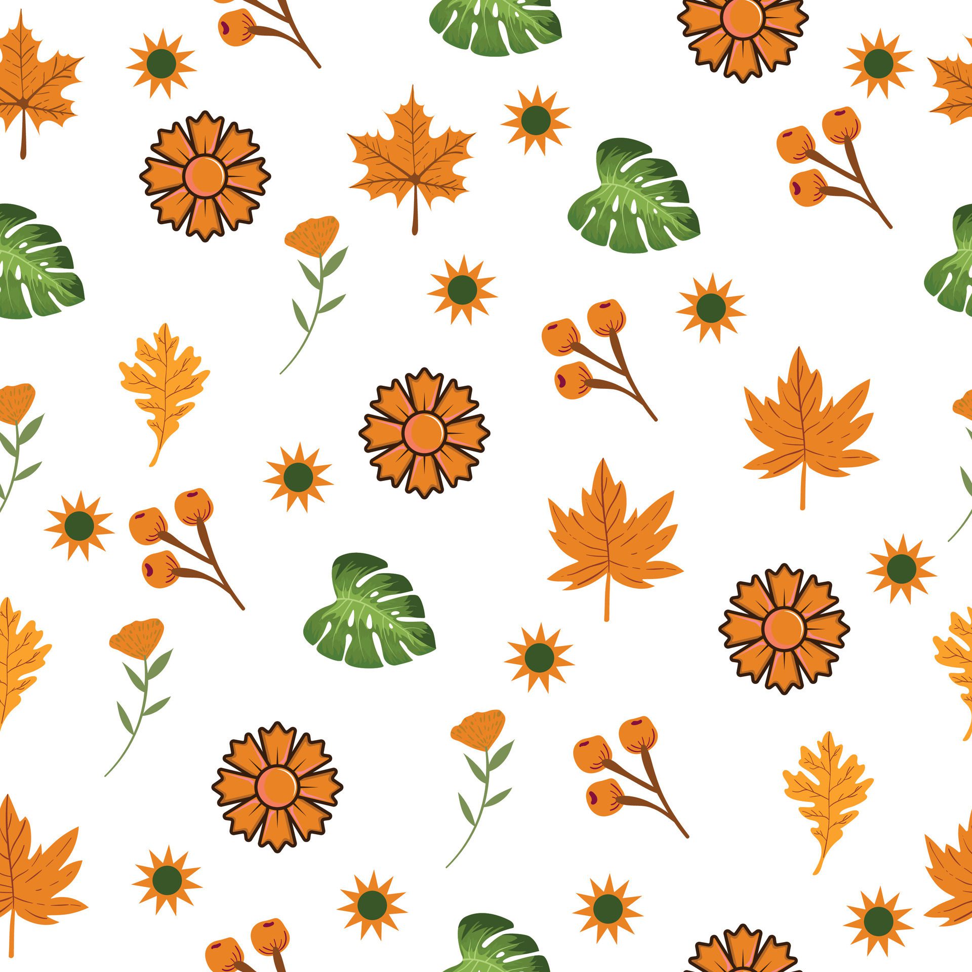 Creative leaves and floral pattern Pro Vector