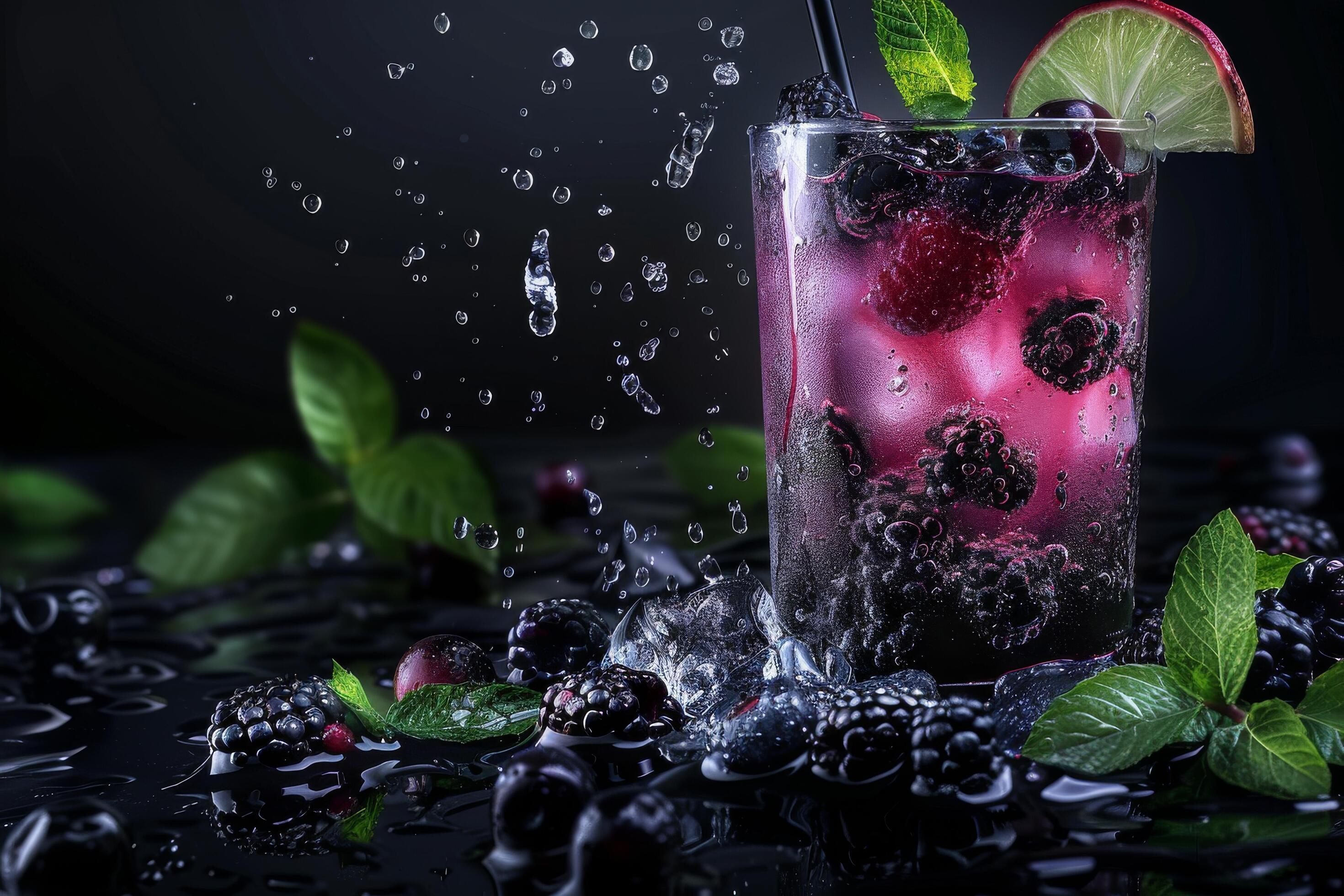 Juicy blackberry juice illustrations for creative projects Stock Free