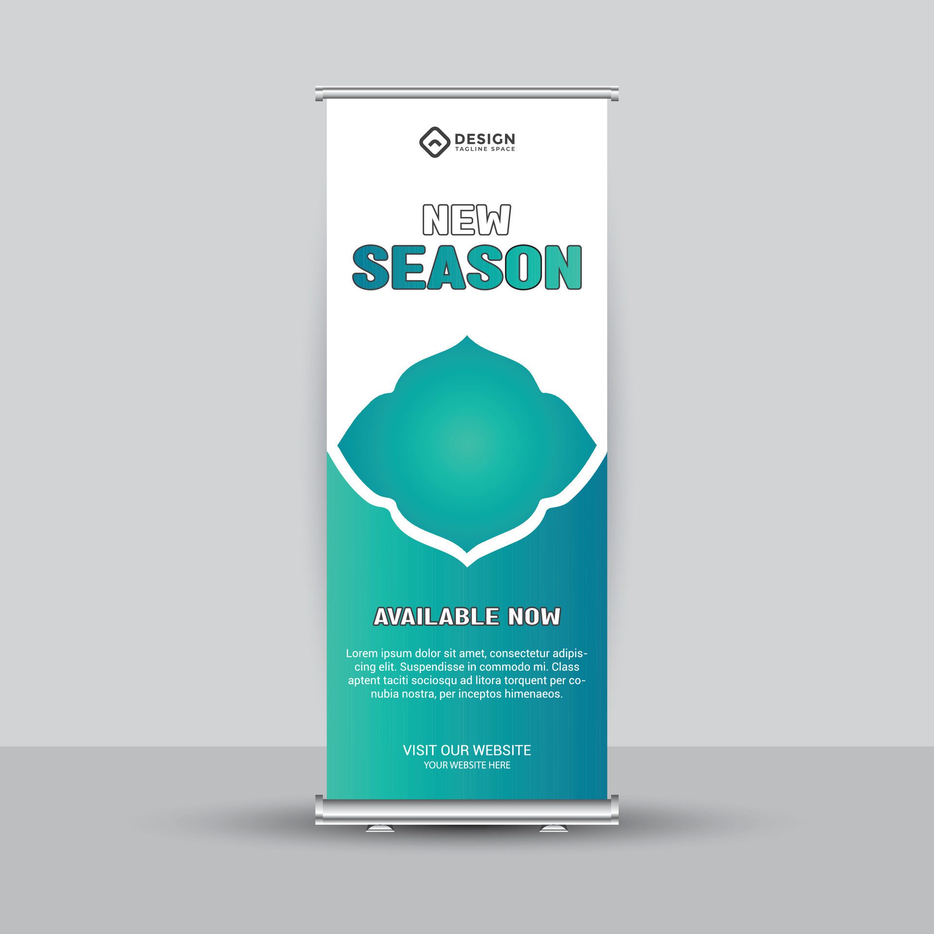 Modern abstract roll up banner design template Free Vector