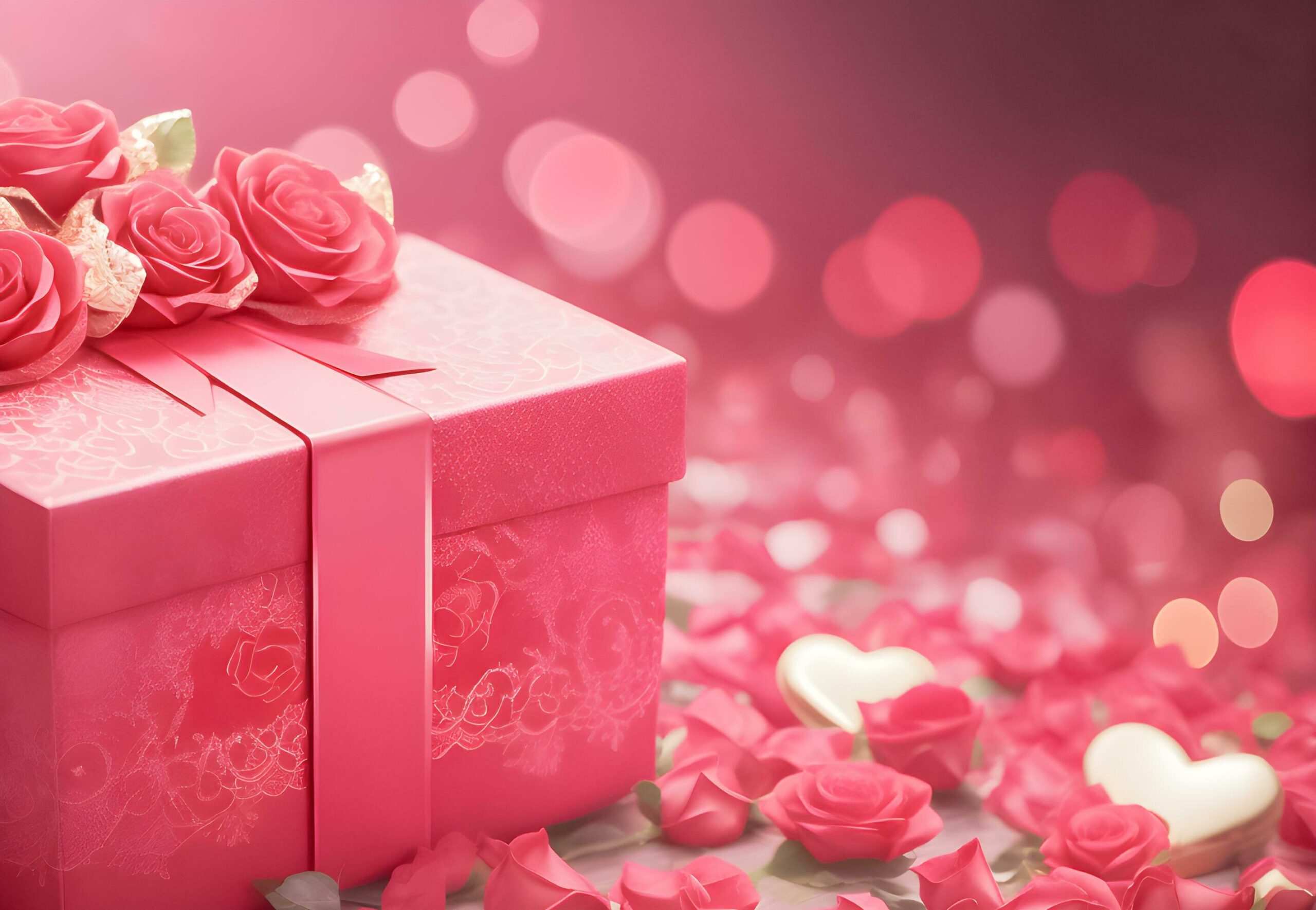 Gift box and roses for Valentine’s Day.generate ai Free Photo