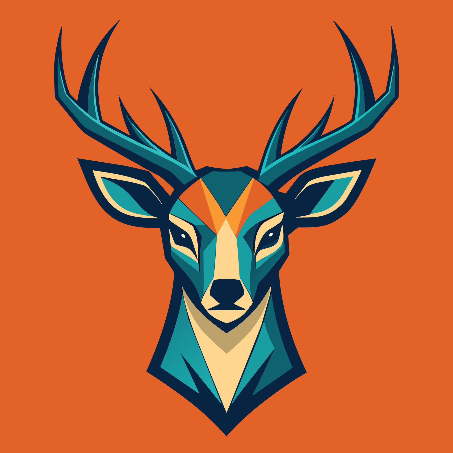 Deers head adorned with a geometric pattern, showcasing modern design, A stylized deer head icon, minimalist simple modern logo design Free Vector