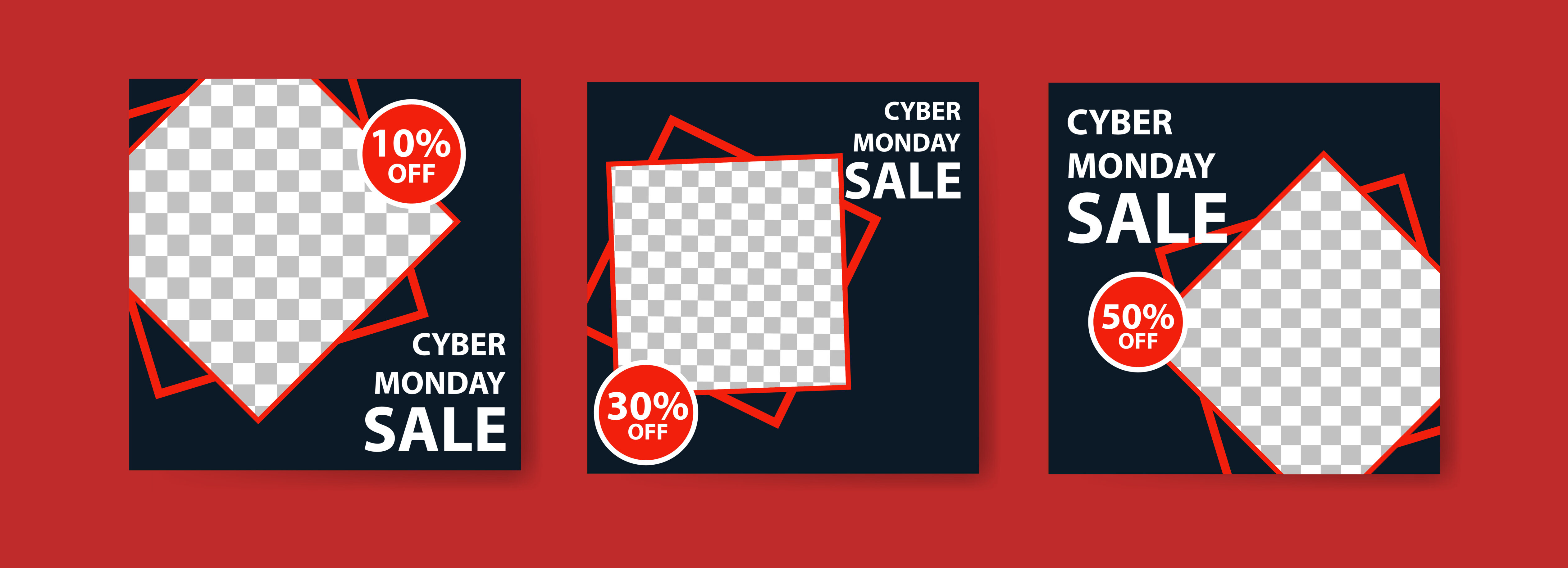 Cyber Monday Sale Banner Set Free Vector