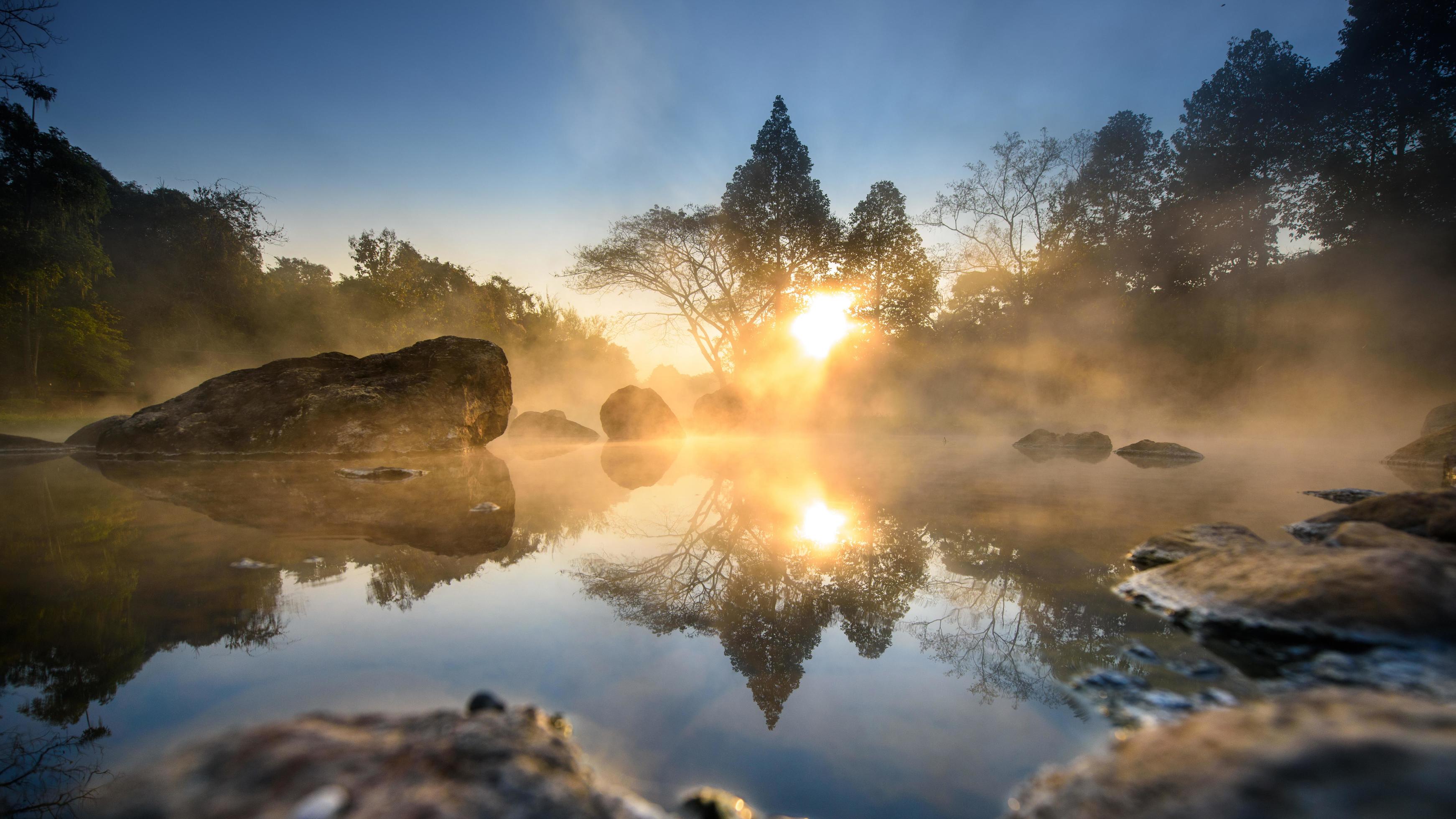 environment hot spring at Jaeson National Park in Lampang, Thailand Stock Free