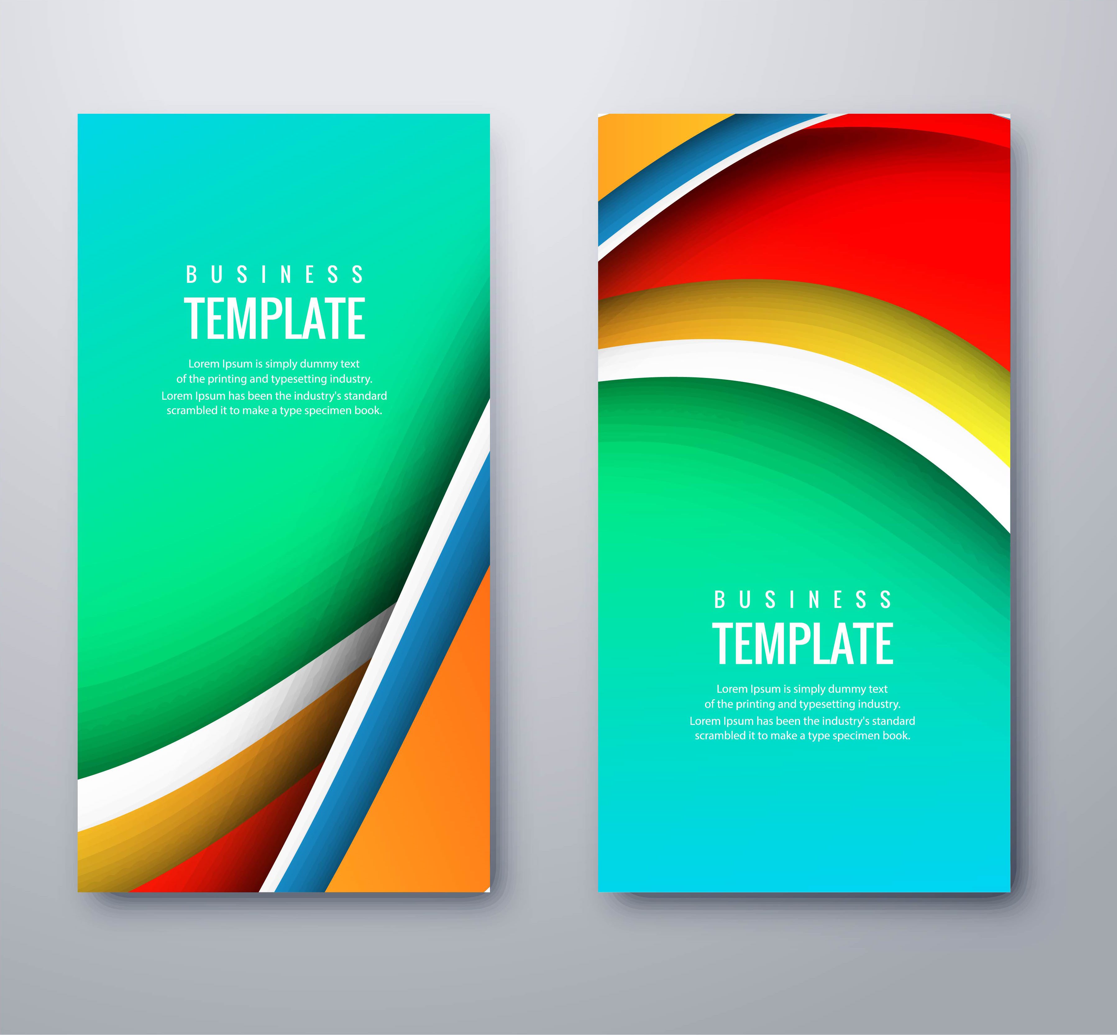 Abstract business wavy colorful banners set template design Free Vector