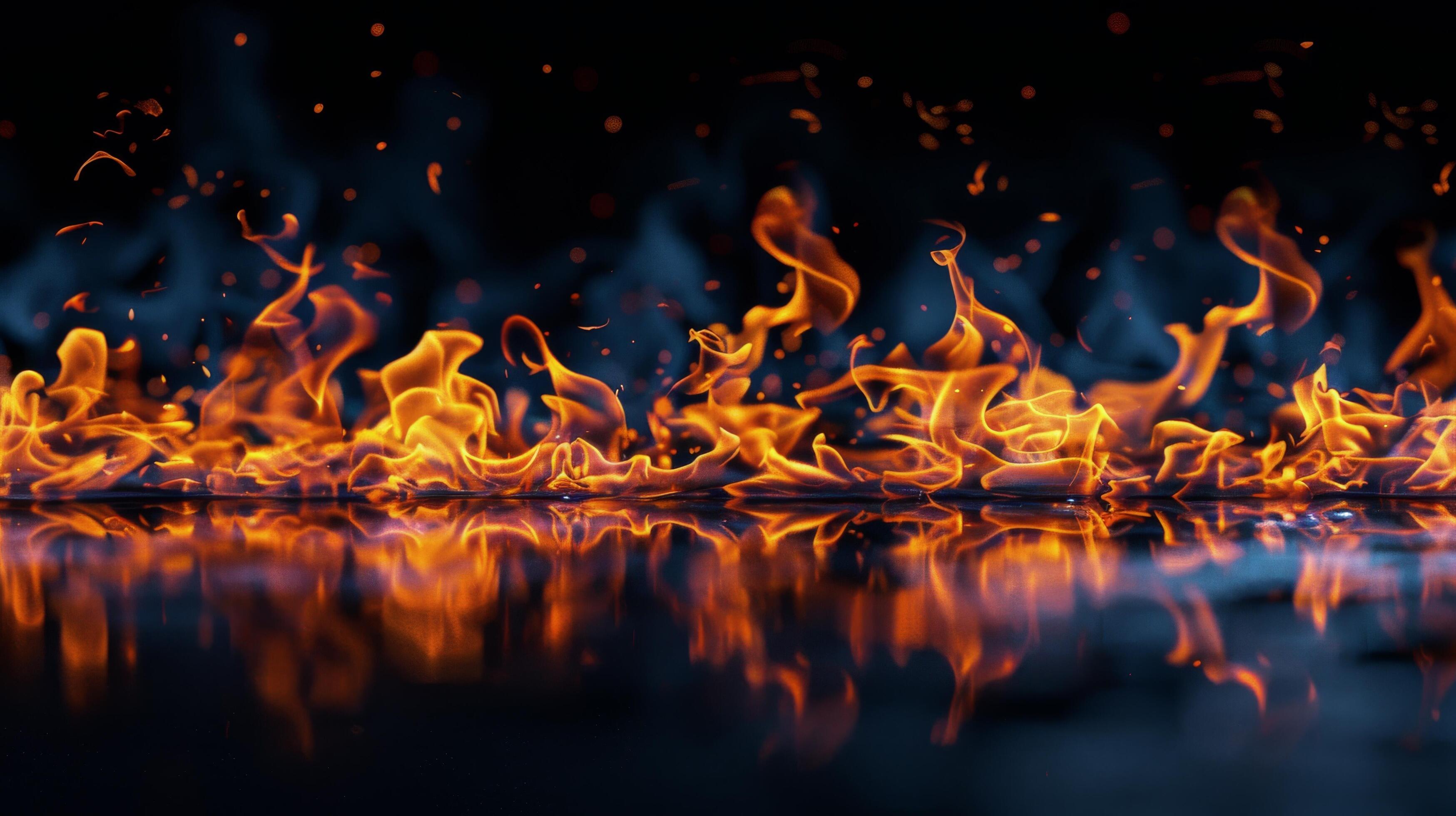 Close-Up of Fire Against Black Background Stock Free