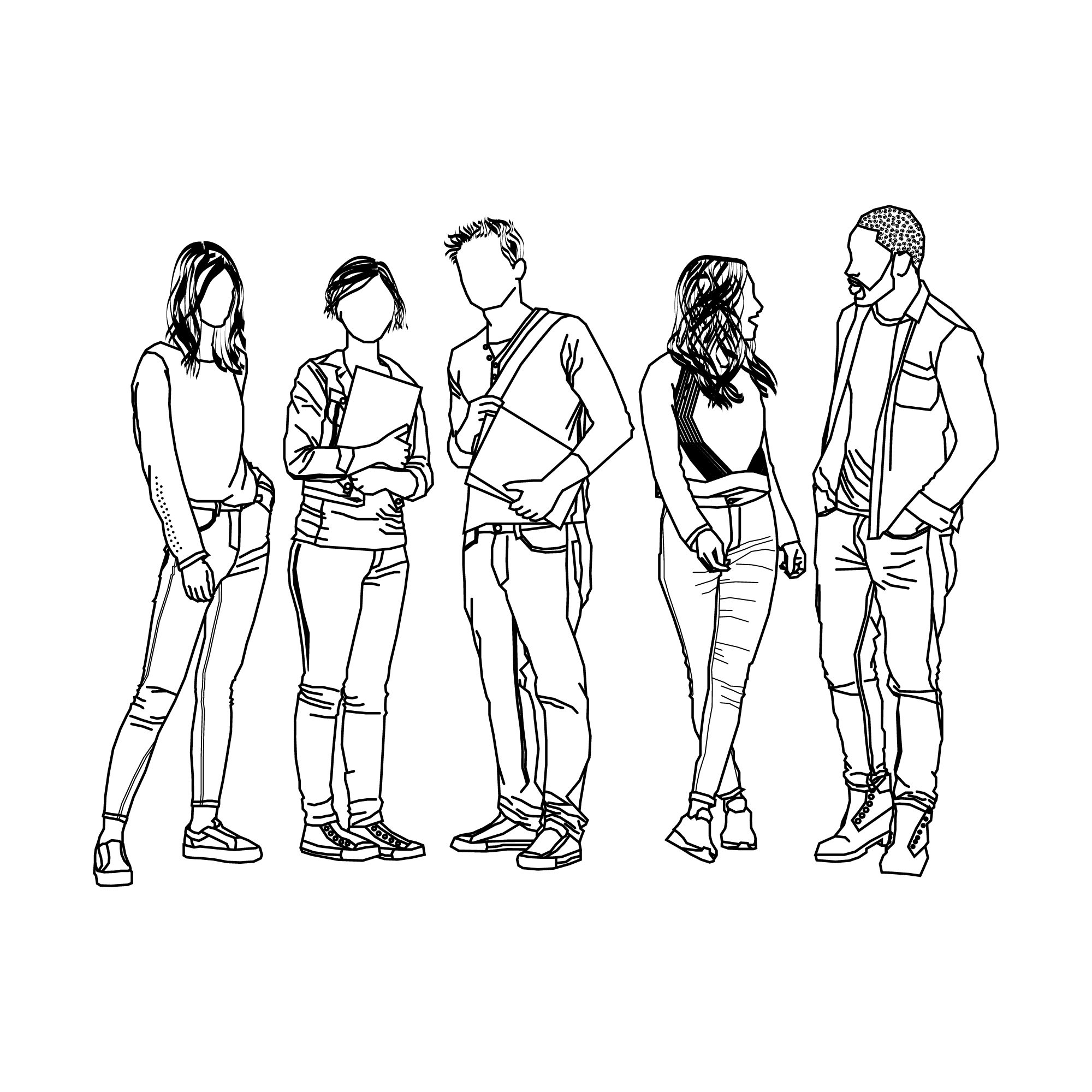 Group of Young People Free Vector