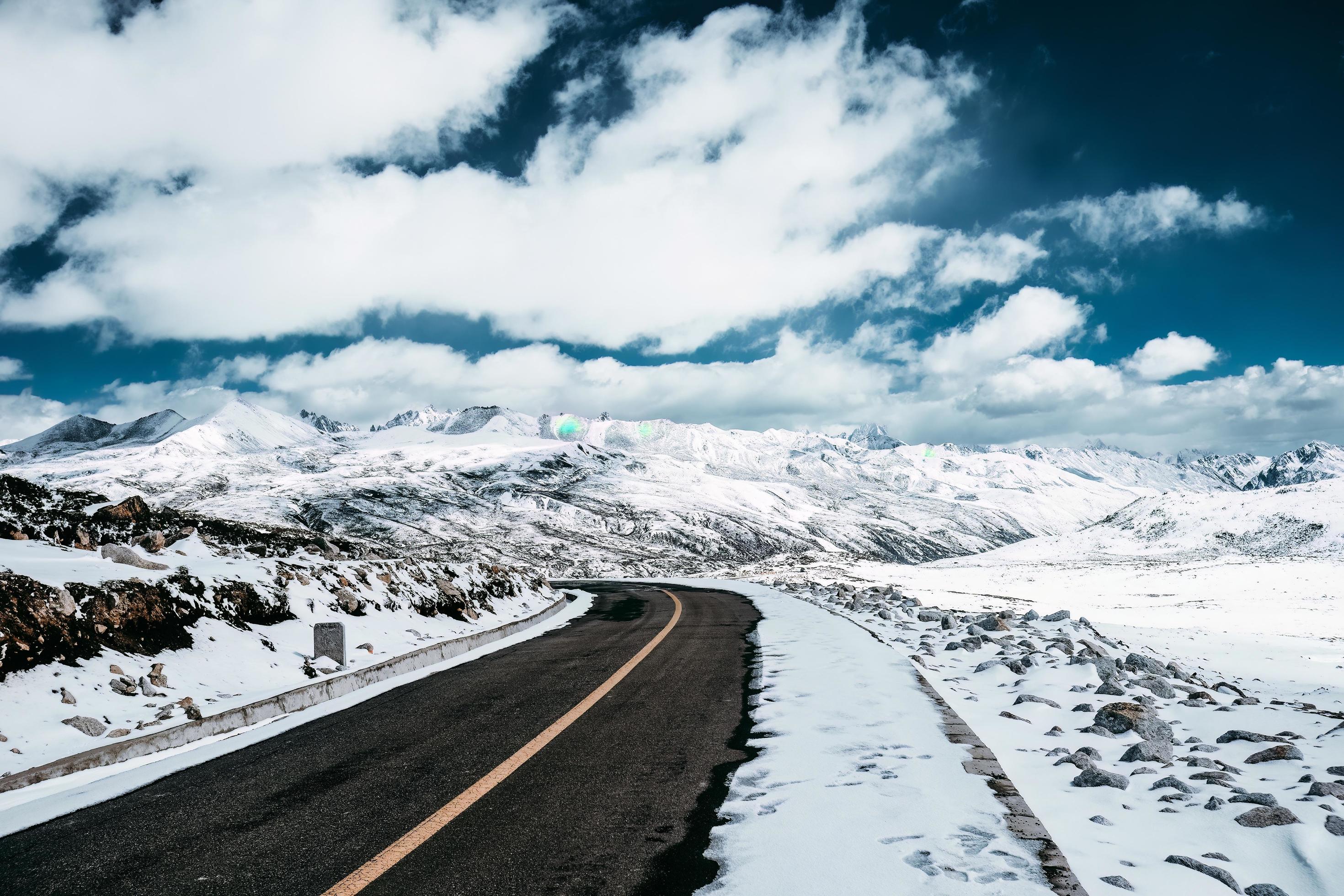 Spectacular scenery in the high mountains of western Sichuan, China, with different seasons Stock Free