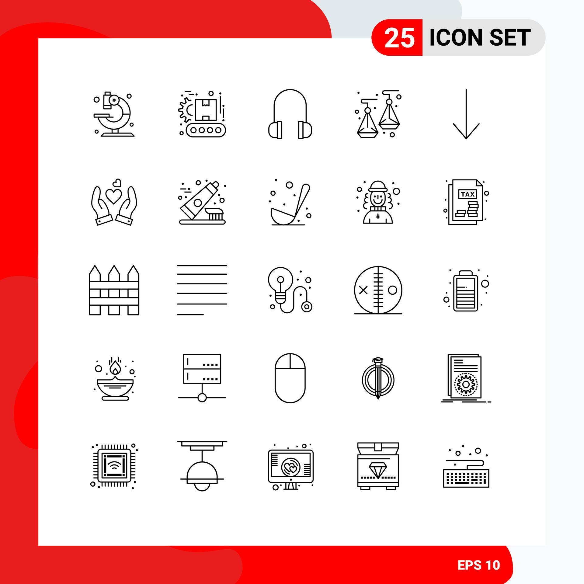 Universal Icon Symbols Group of 25 Modern Lines of love down headphones arrow jewelry Editable Vector Design Elements Stock Free