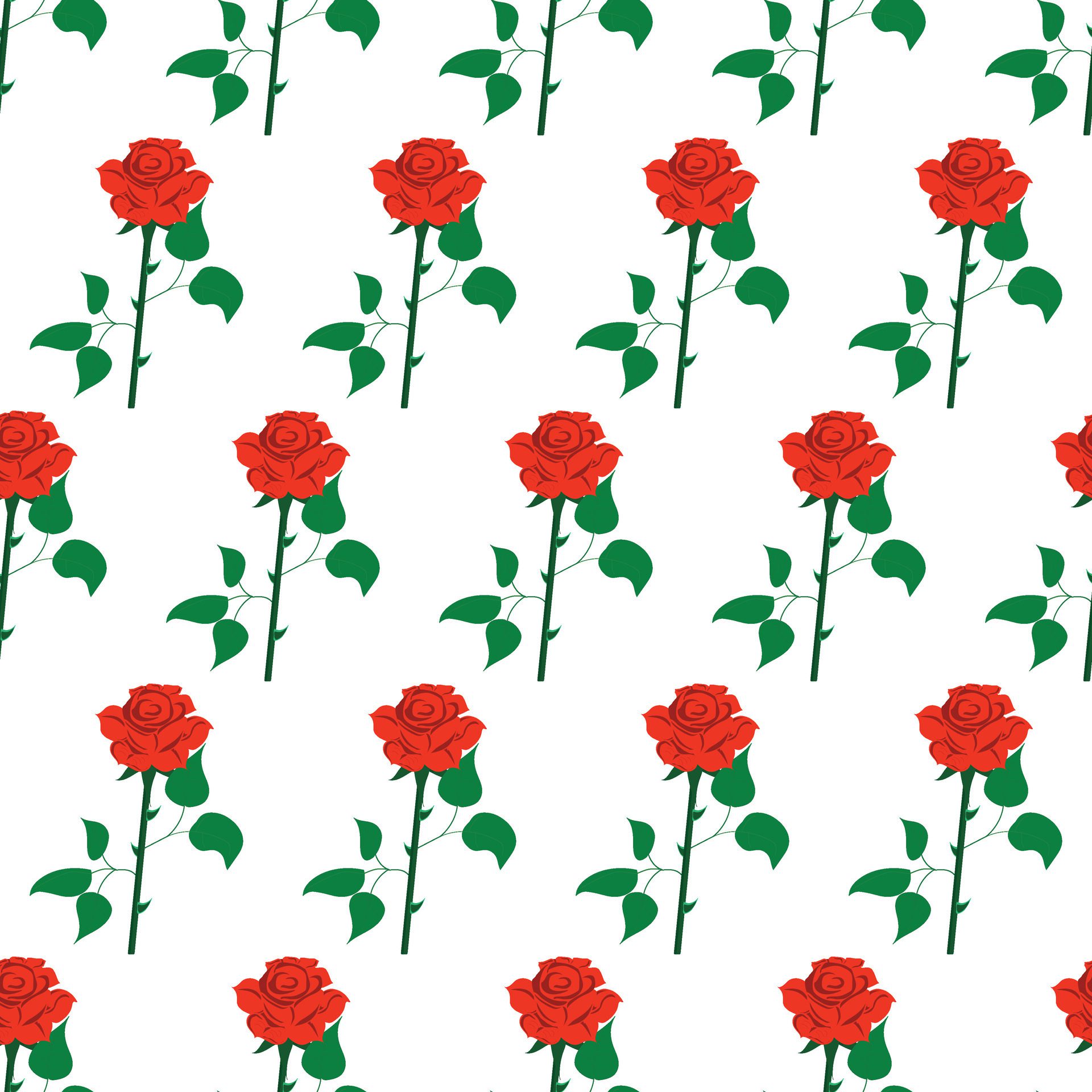 Red rose in flat style. Simple seamless pattern. cool illustration. Free Vector