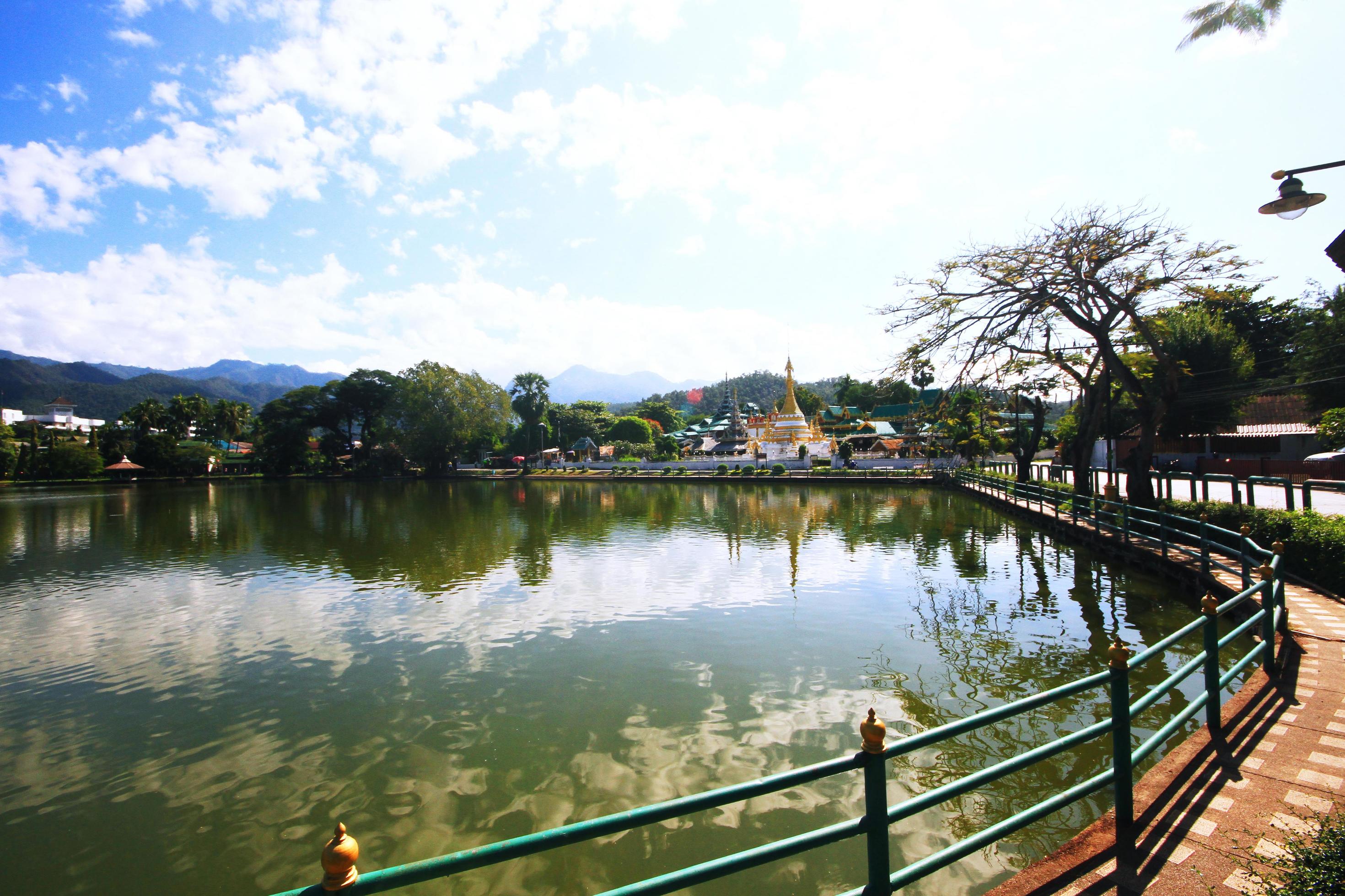 Lake Pool in the city of center park at countryside in Meahongson Province, Thailand Stock Free