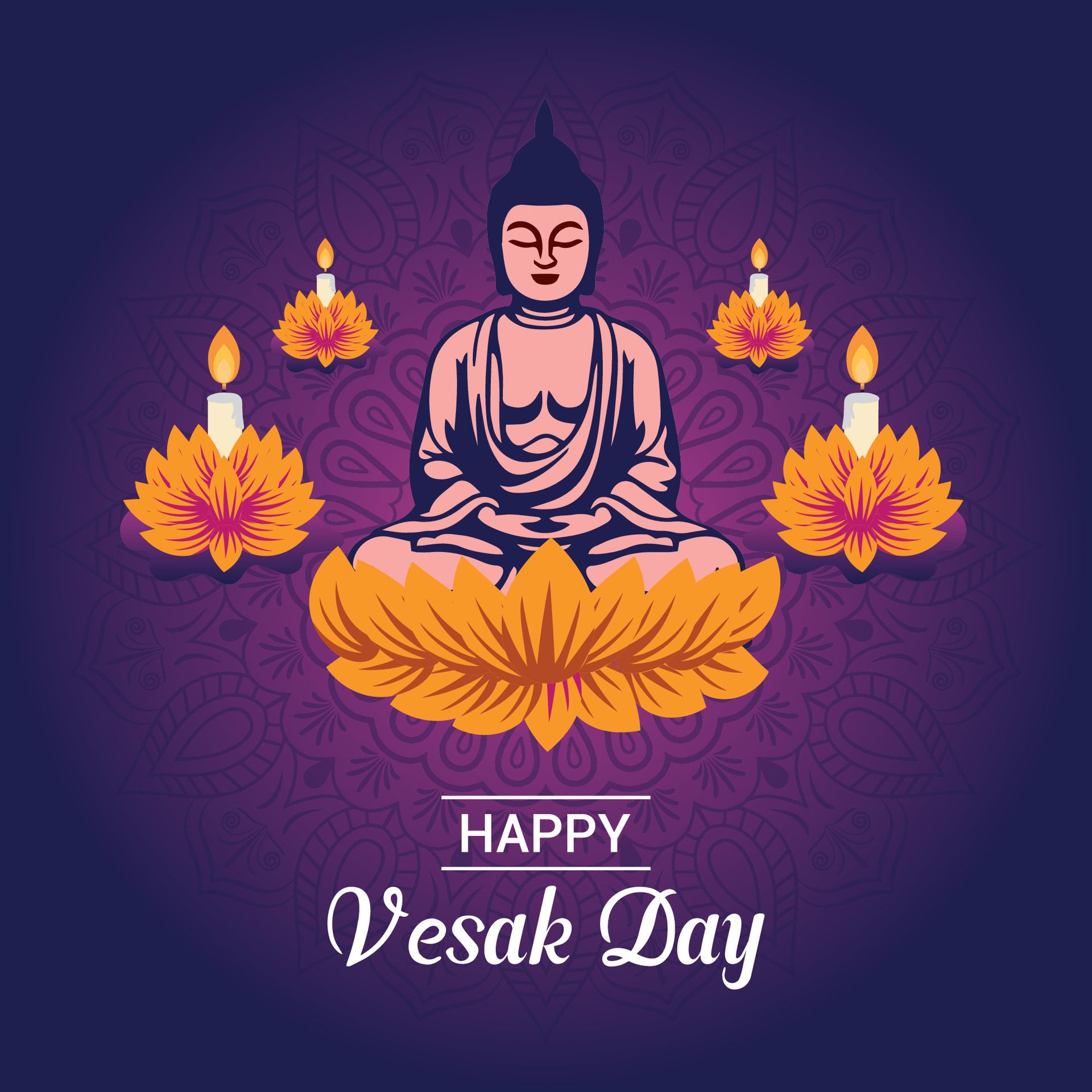 Flat vesak day illustration festival celebration social media post and vesak day Banner Free Vector