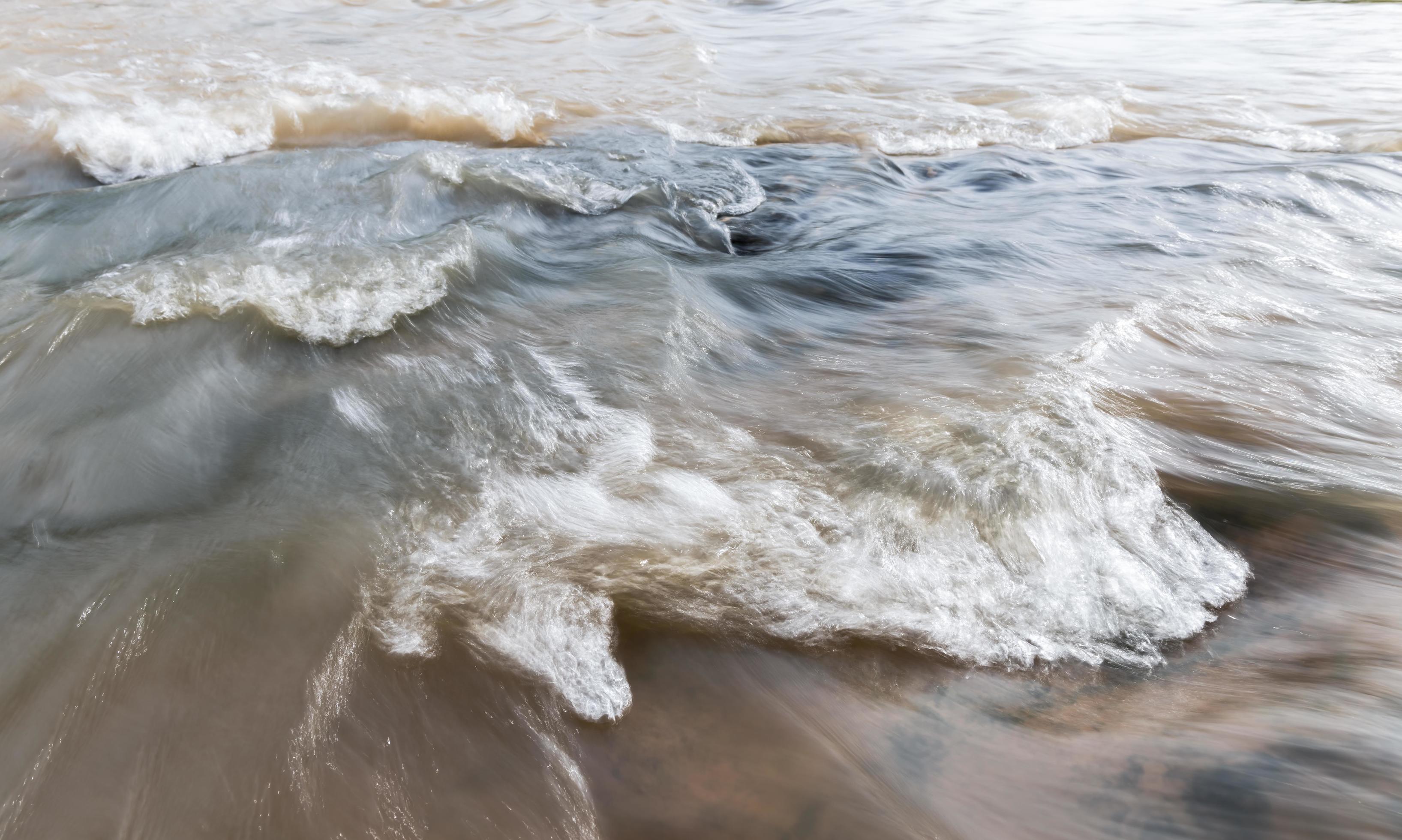 motion of flood water flow on rock Stock Free