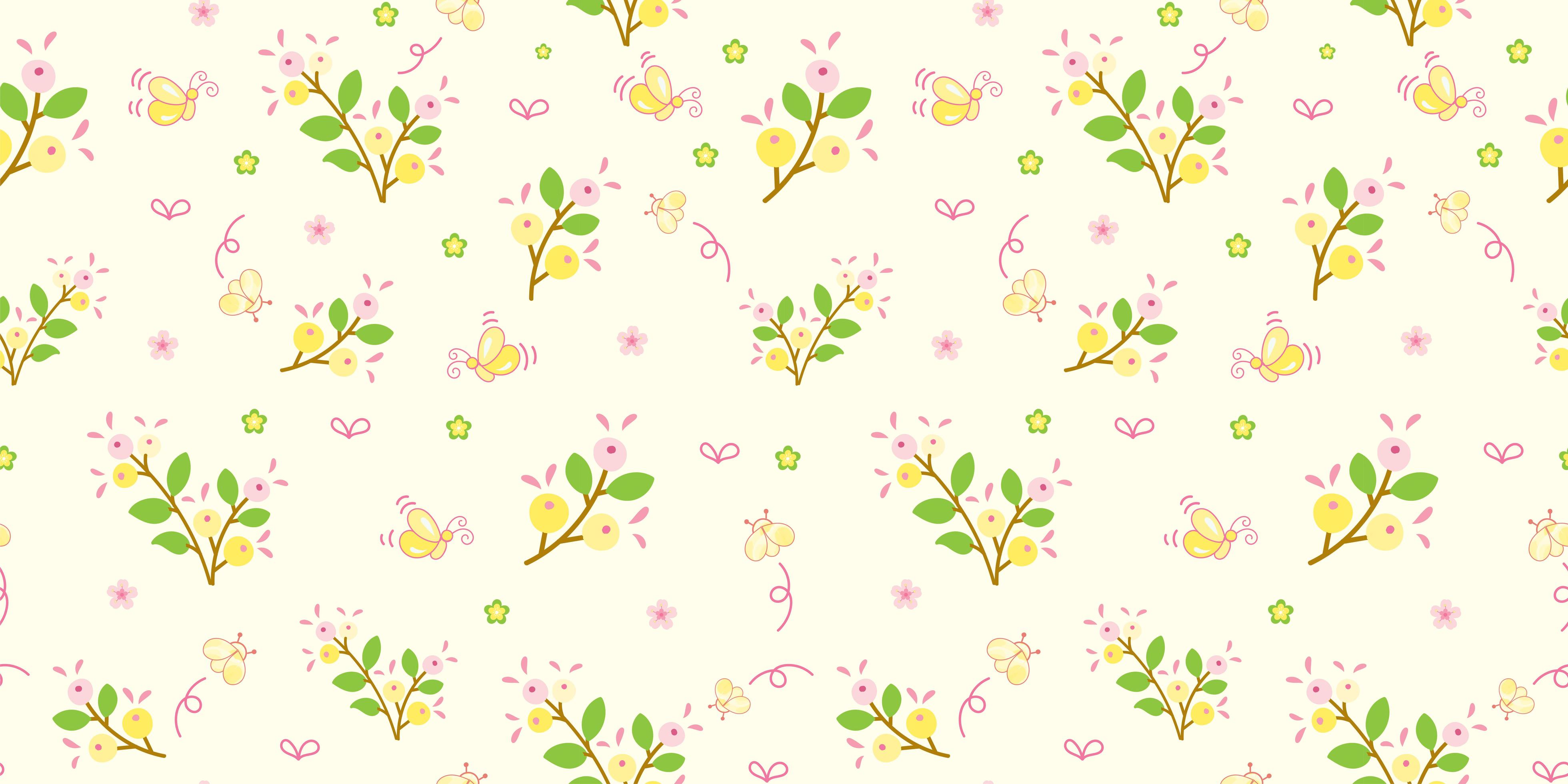 Yellow Flowers and Green Leaves Pattern Stock Free