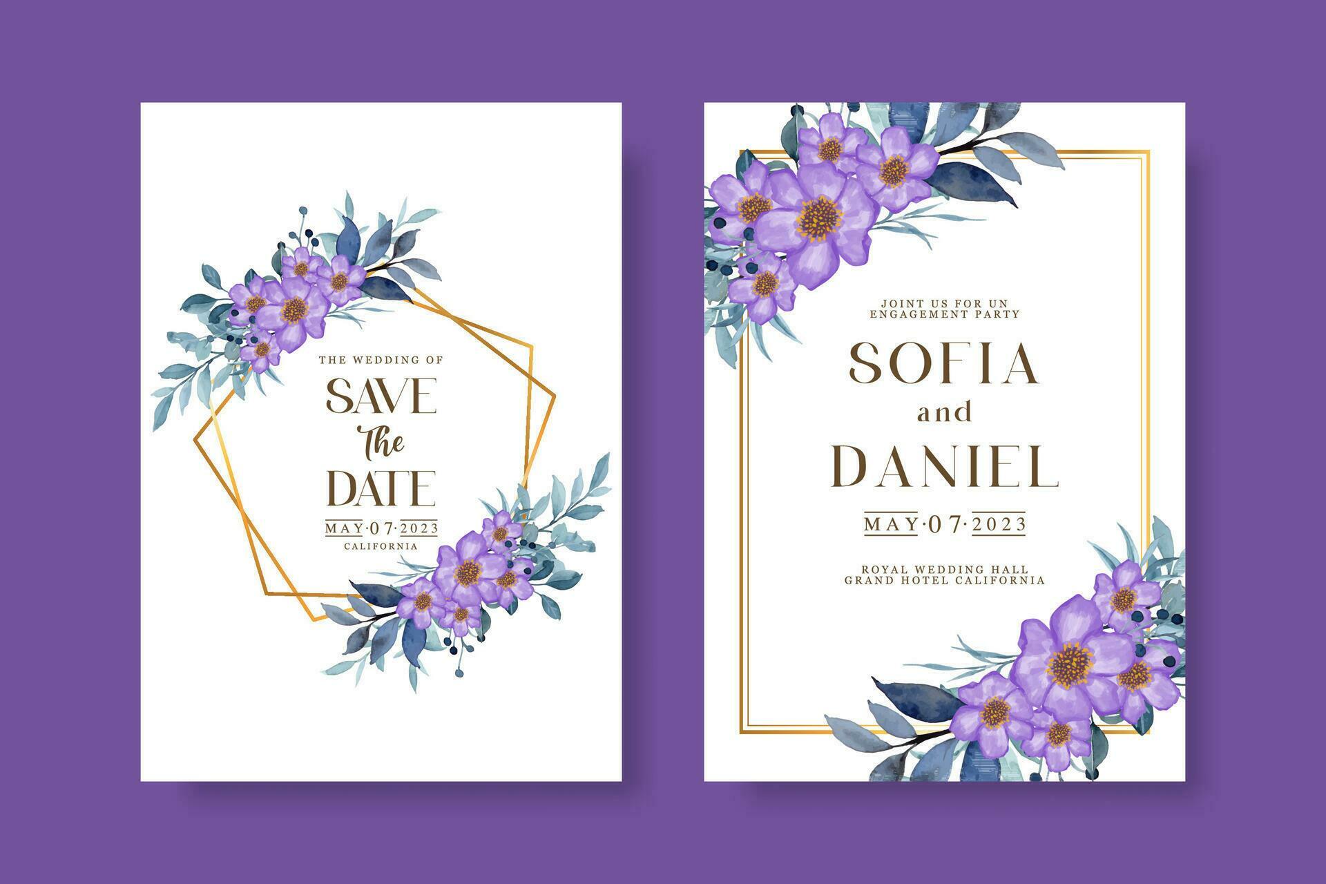 Wedding invitation template with flower Stock Free