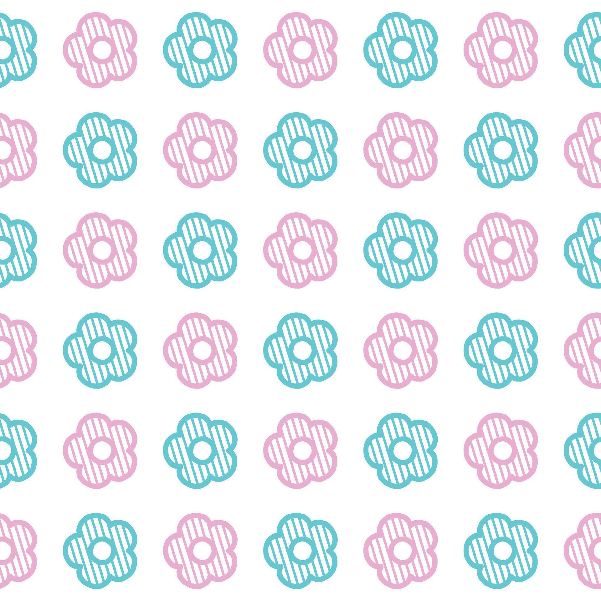 Daisy flower seamless pattern. Pastel pink and blue flower on white background. Flat illustration images Stock Free