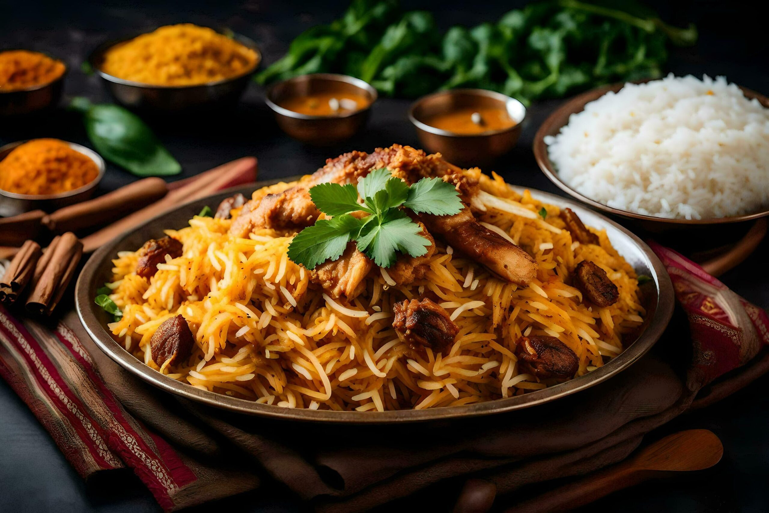 indian food with rice and spices Free Photo