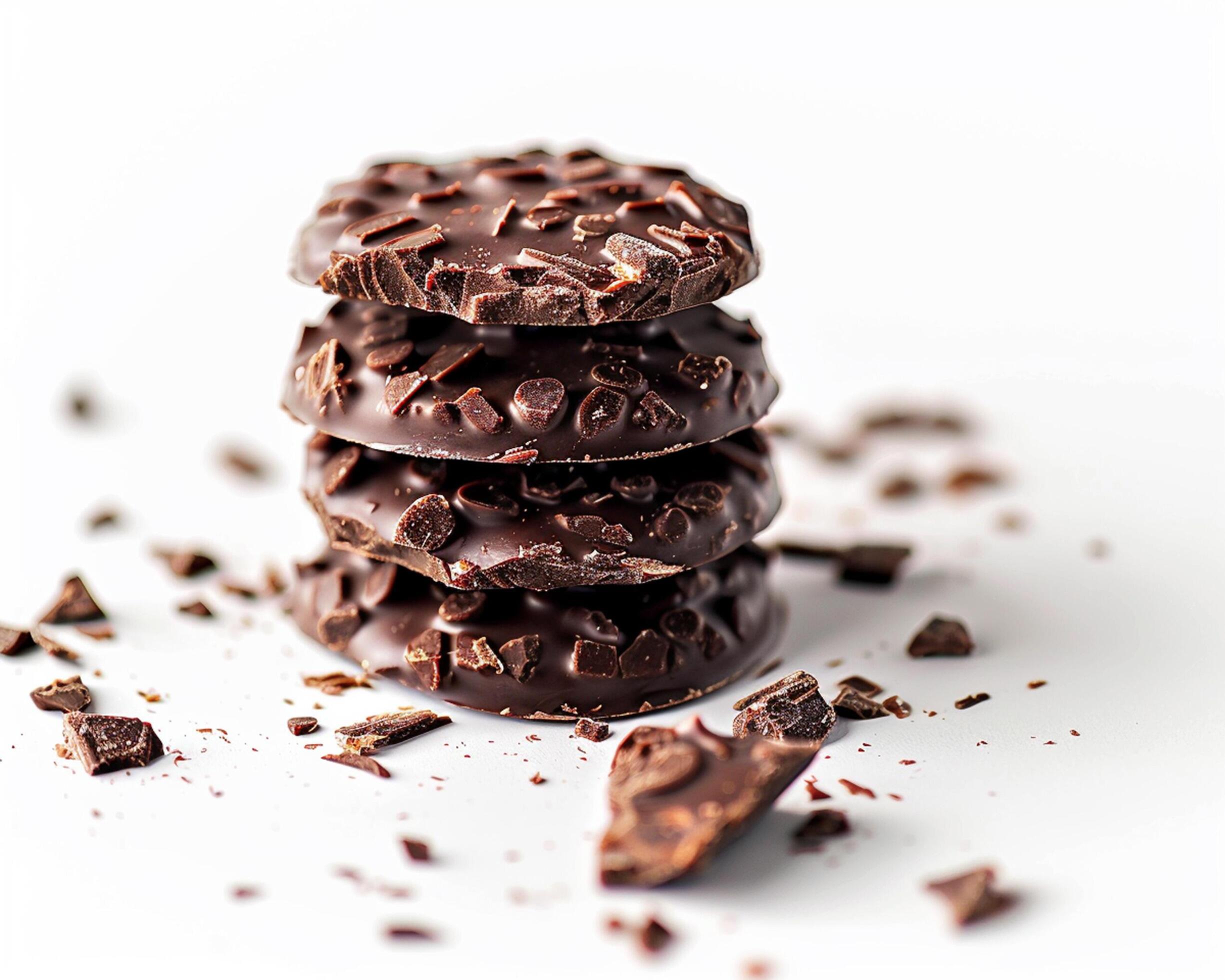 Chocolate covered cookies on white background Stock Free