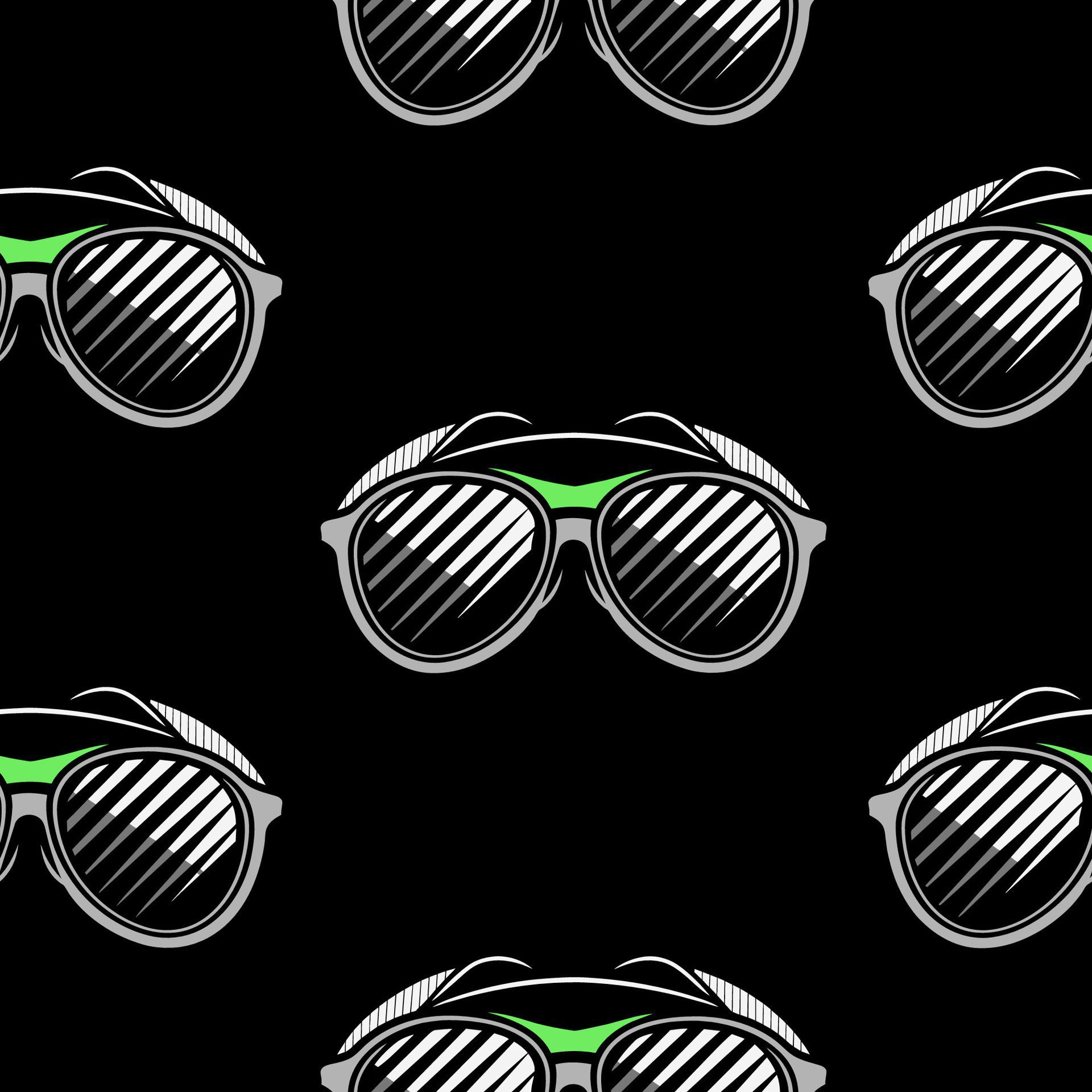 illustration of seamless pattern with sunglasses on a black background. Free Vector