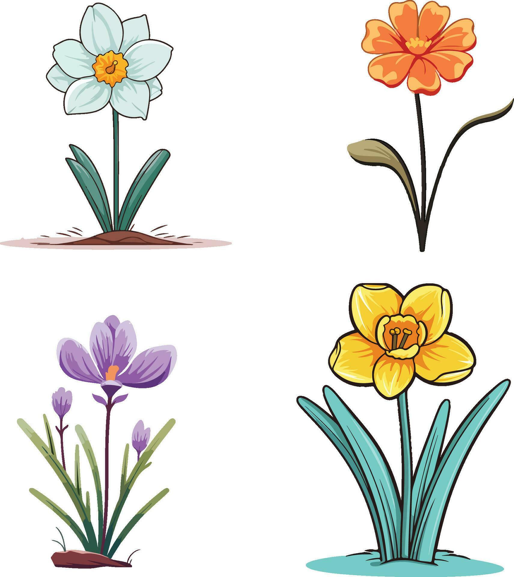 Free vector set of flowers plants realistic collection Stock Free