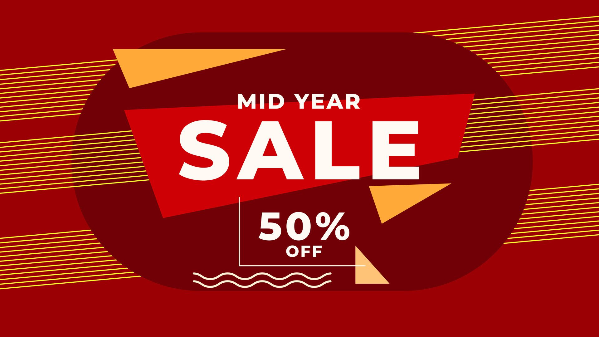 MID YEAR SALE OFFERS AND PROMOTION TEMPLATE BANNER DESIGN.COLORFUL FLAT COLOR BACKGROUND VECTOR. GOOD FOR SOCIAL MEDIA POST, COVER , POSTER Free Vector