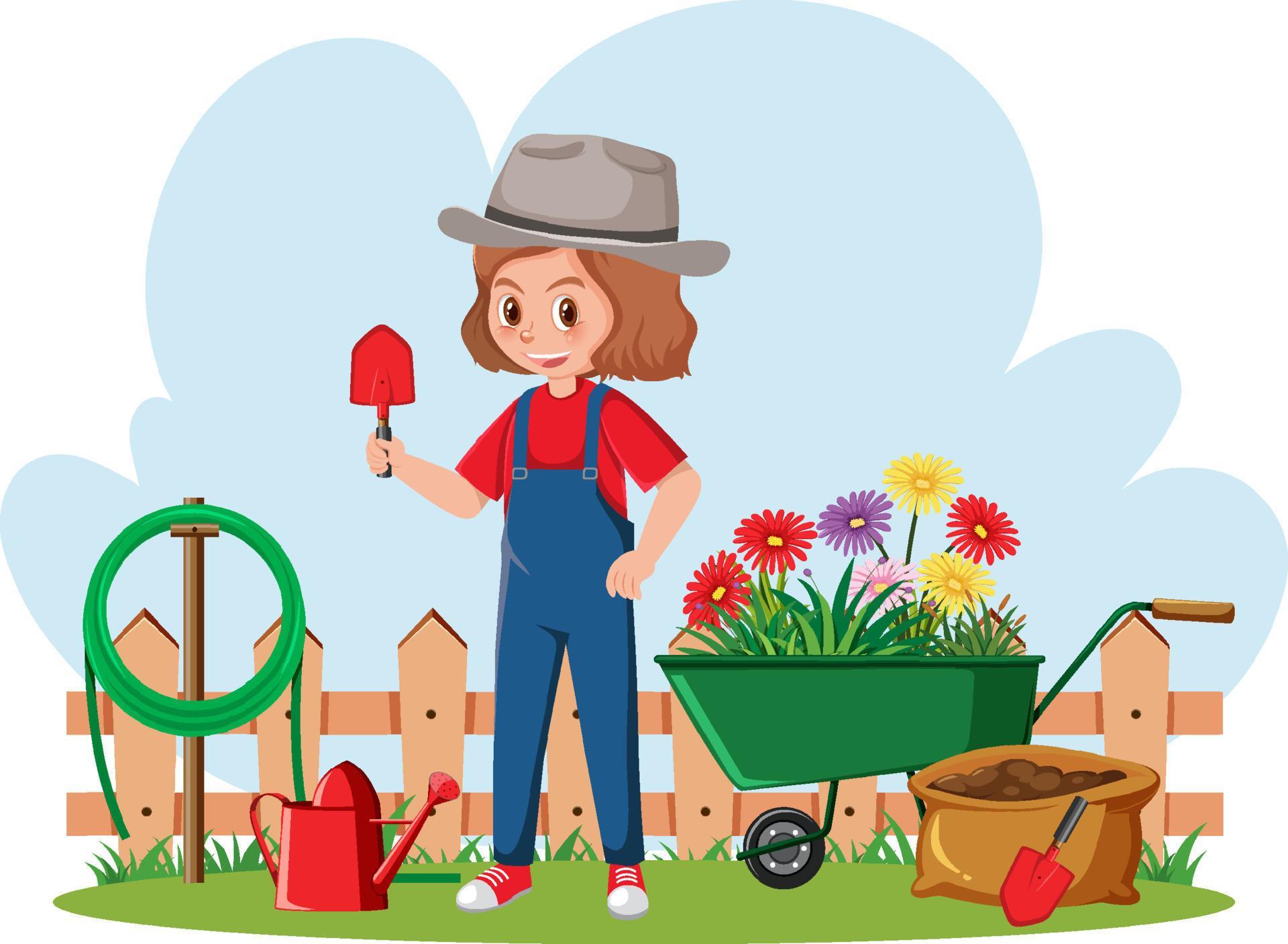 Gardener with colorful flowers Stock Free and Free SVG