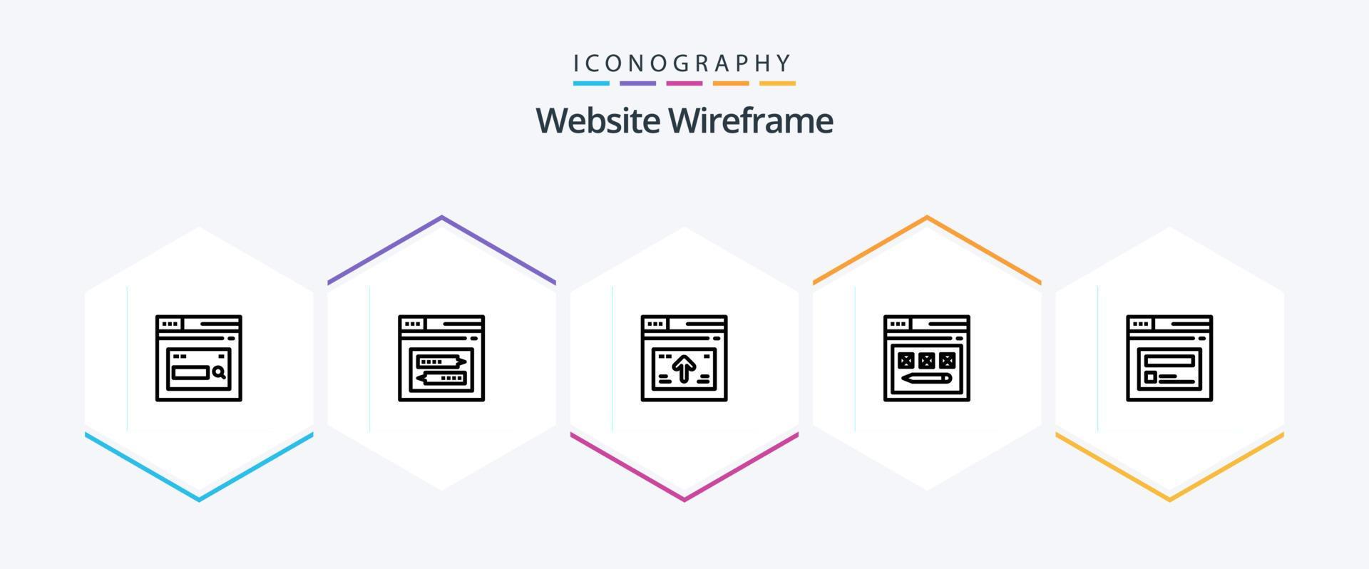 Website Wireframe 25 Line icon pack including web. internet. website. arrow. web Stock Free