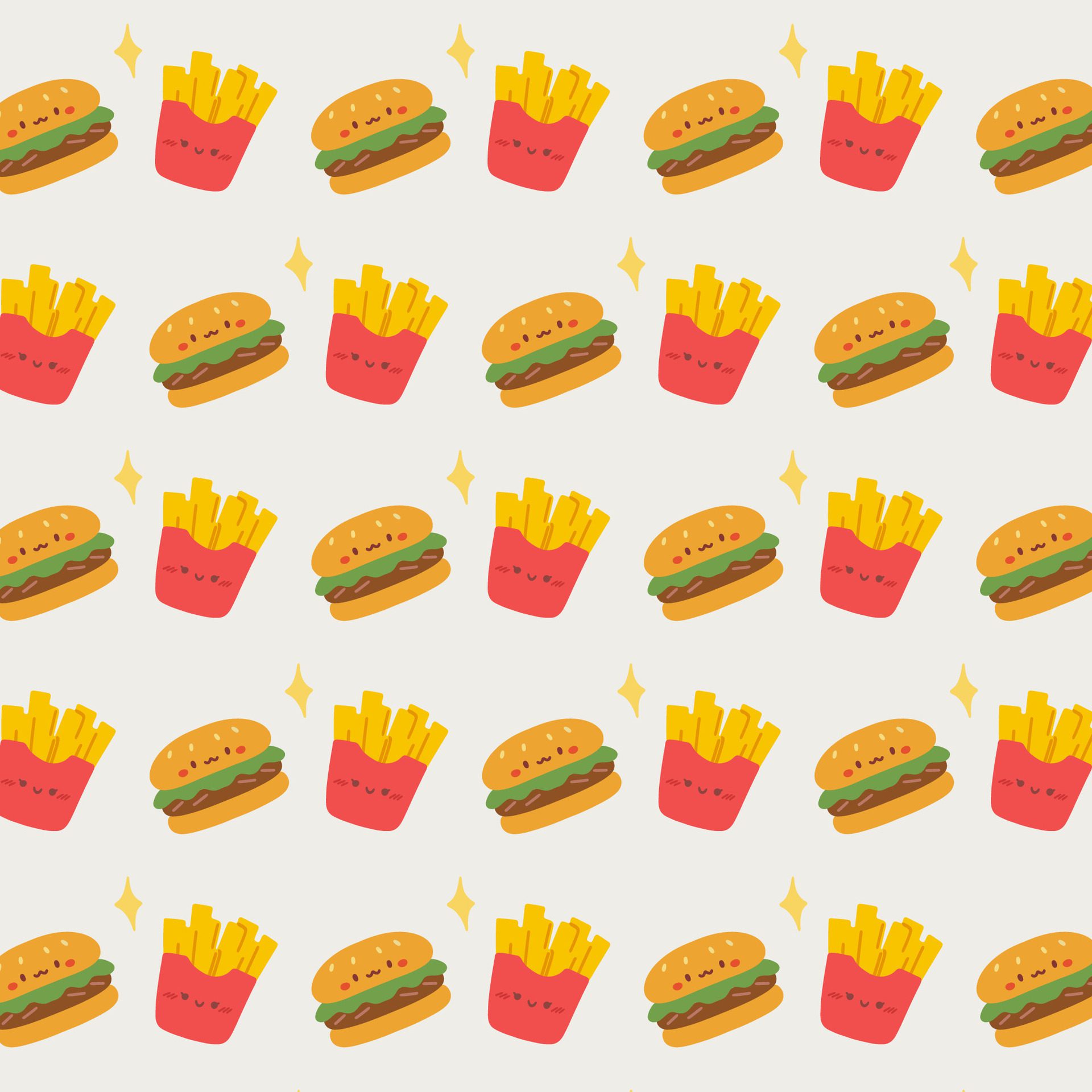 Fast food pattern. seamless pattern with burger and french fries on soft background Free Vector