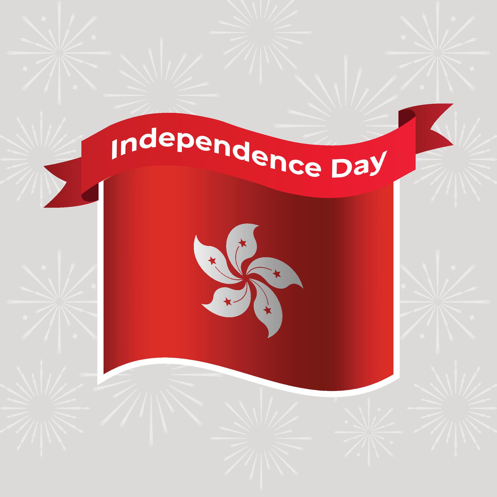 Hong Kong Wavy Flag Independence Day Banner Background Free Vector