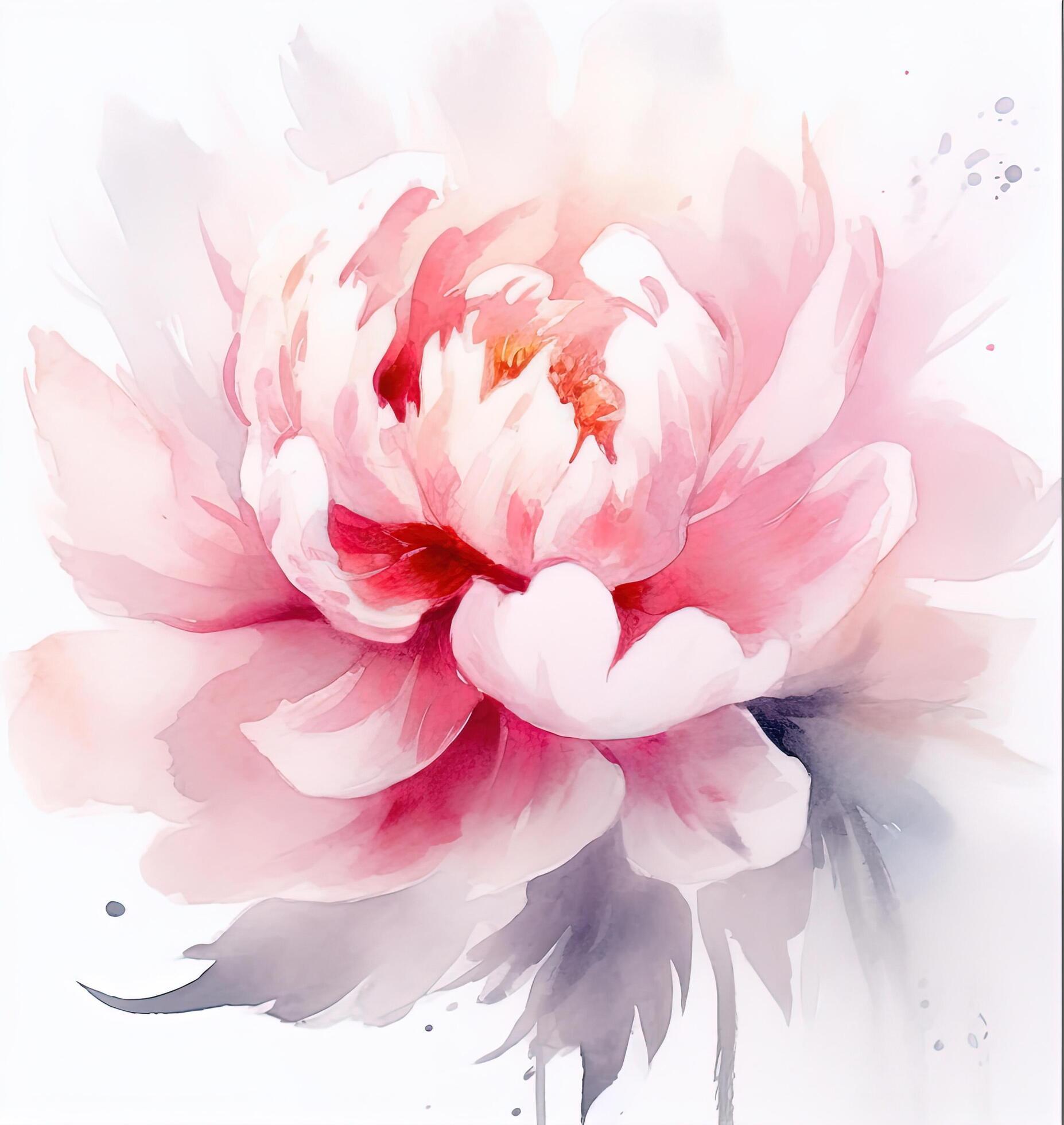 Watercolor beautiful peony flower. Illustration Stock Free