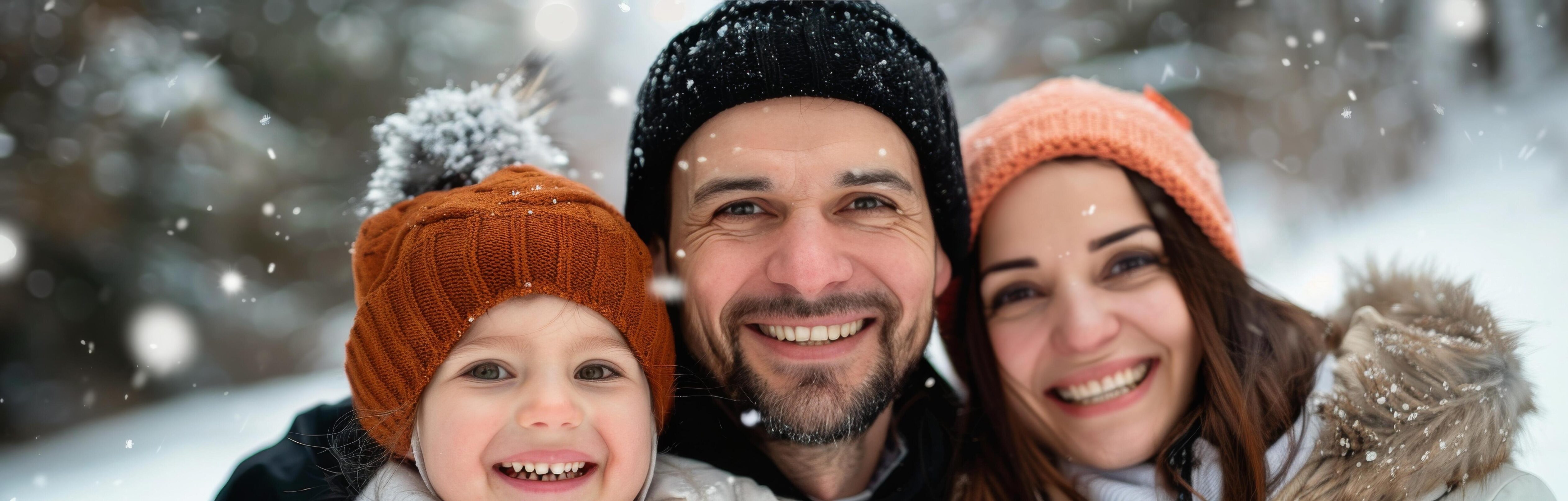 Happy Family In Winter Snow Stock Free