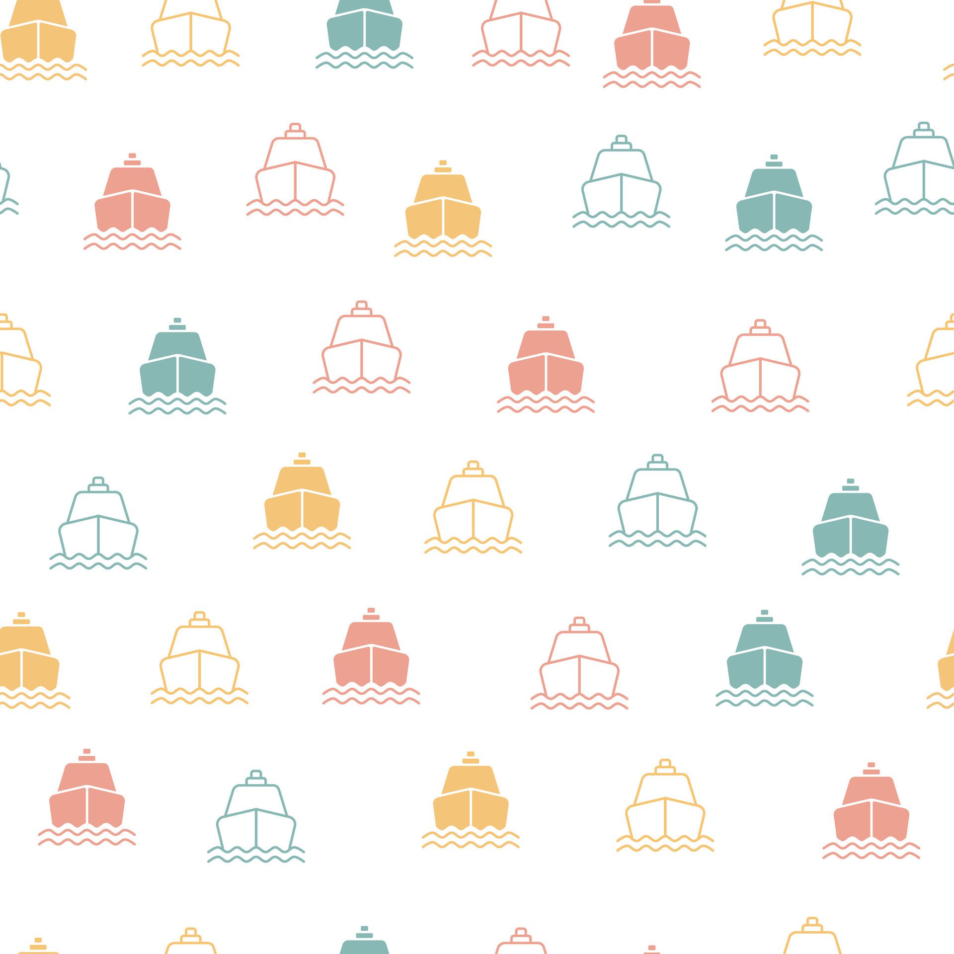 boat colorful seamless design pattern for kids white background Free Vector