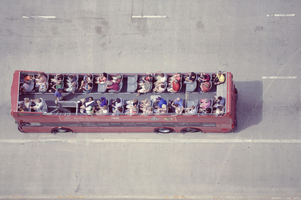 Red Tour Bus Chicago Tourists Stock Free