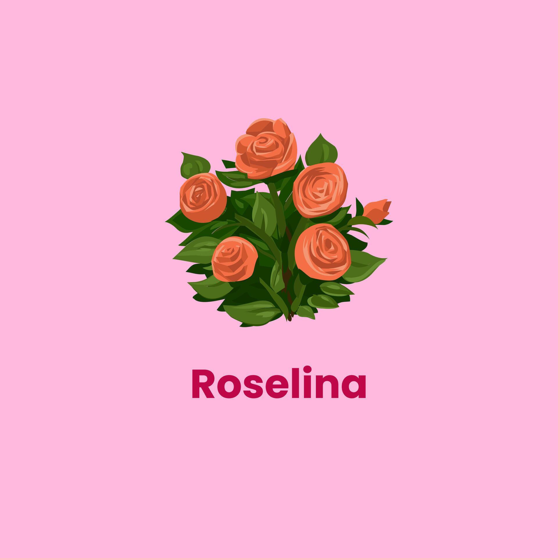 Roselina Rose Flower Logo or Icon Concept Design Isolated With Pink Background Stock Free