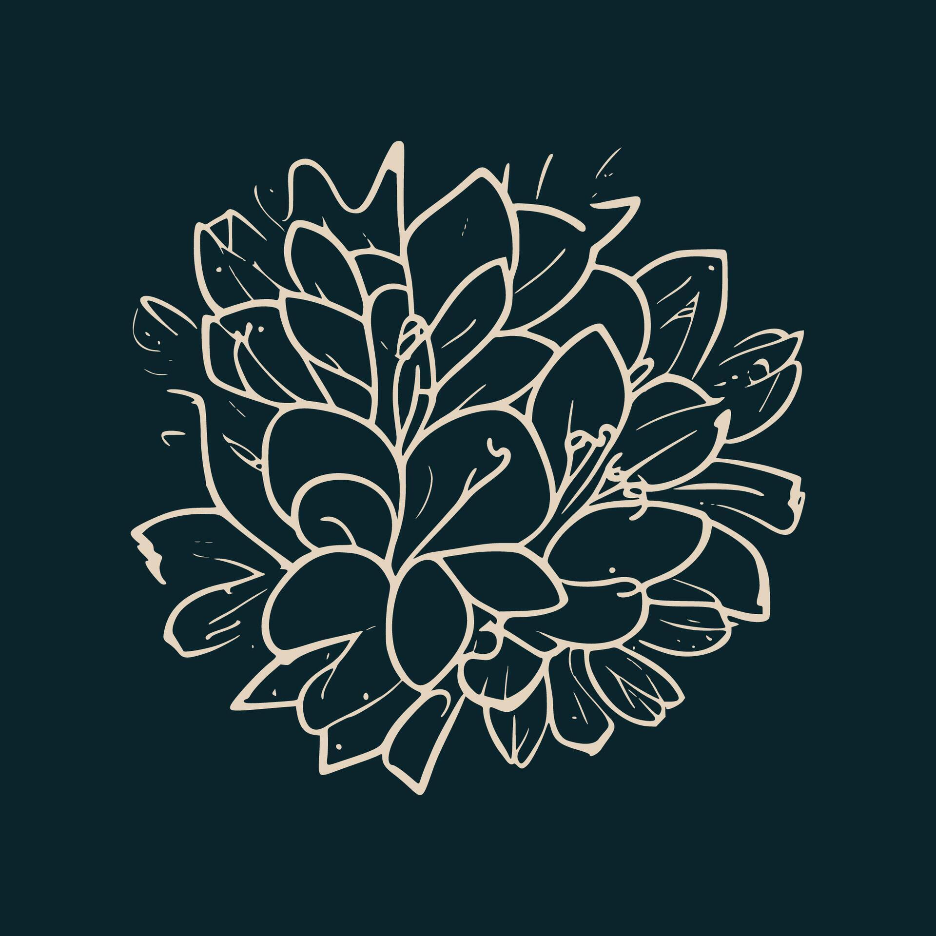 hand drawn flat design simple flower outline, one-colour element for clothing design. Stock Free