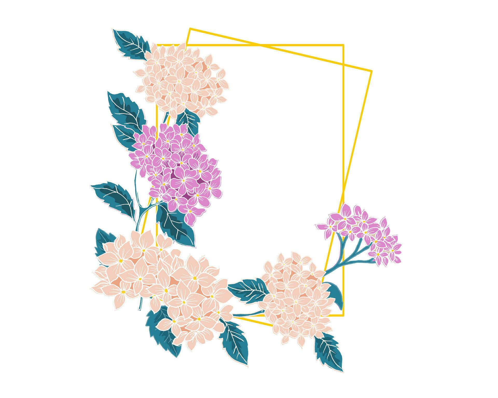 Hand Drawn Vintage Hydrangea Flower Frame Stock Free and Free SVG