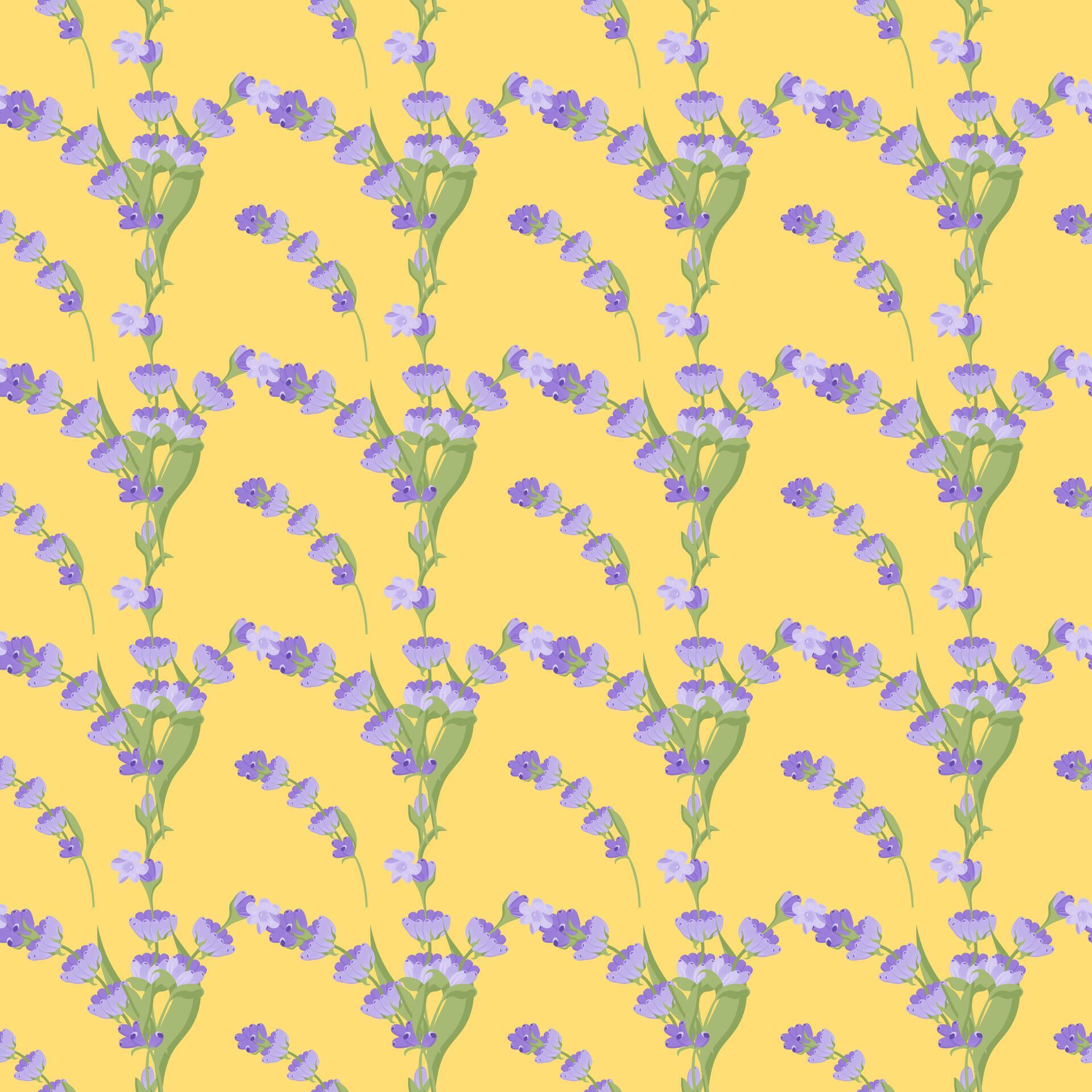 A sprig of lavender. Purple flower. Seamless pattern. illustration. Stock Free