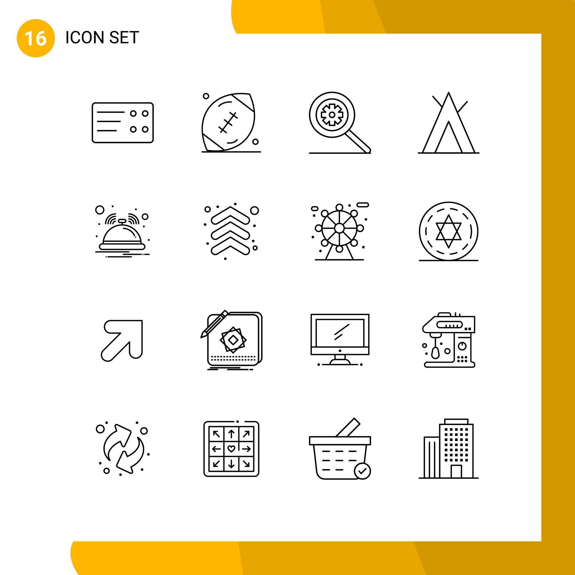 16 Creative Icons Modern Signs and Symbols of arrow notification options hotel wigwam Editable Vector Design Elements Stock Free