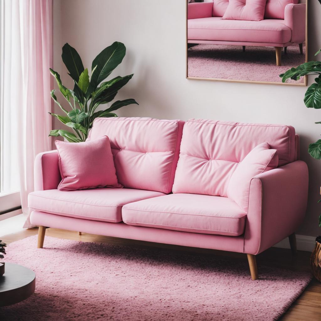 Pink couch Portrait photography,Realistic by @ai_generated