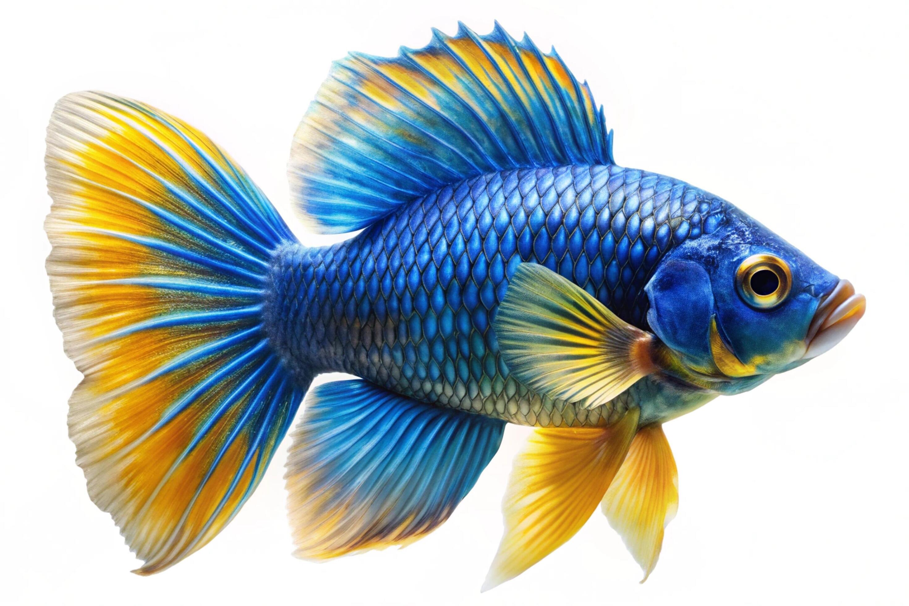 Blue ornamental fish isolated on white background Stock Free